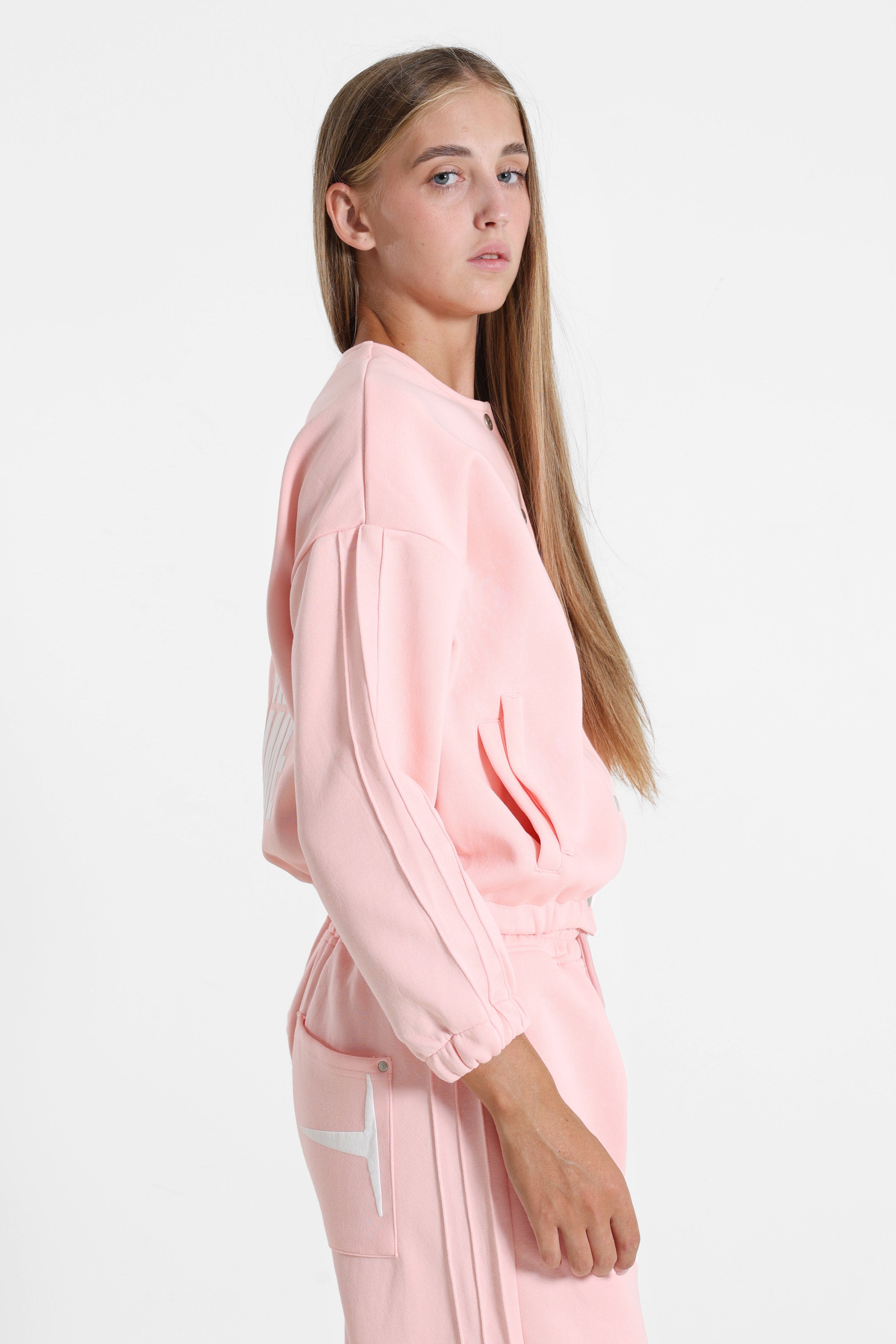 Sweatjacke - Pink + White