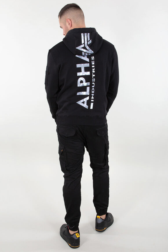 Kapuzensweatshirt - Black + White Camo