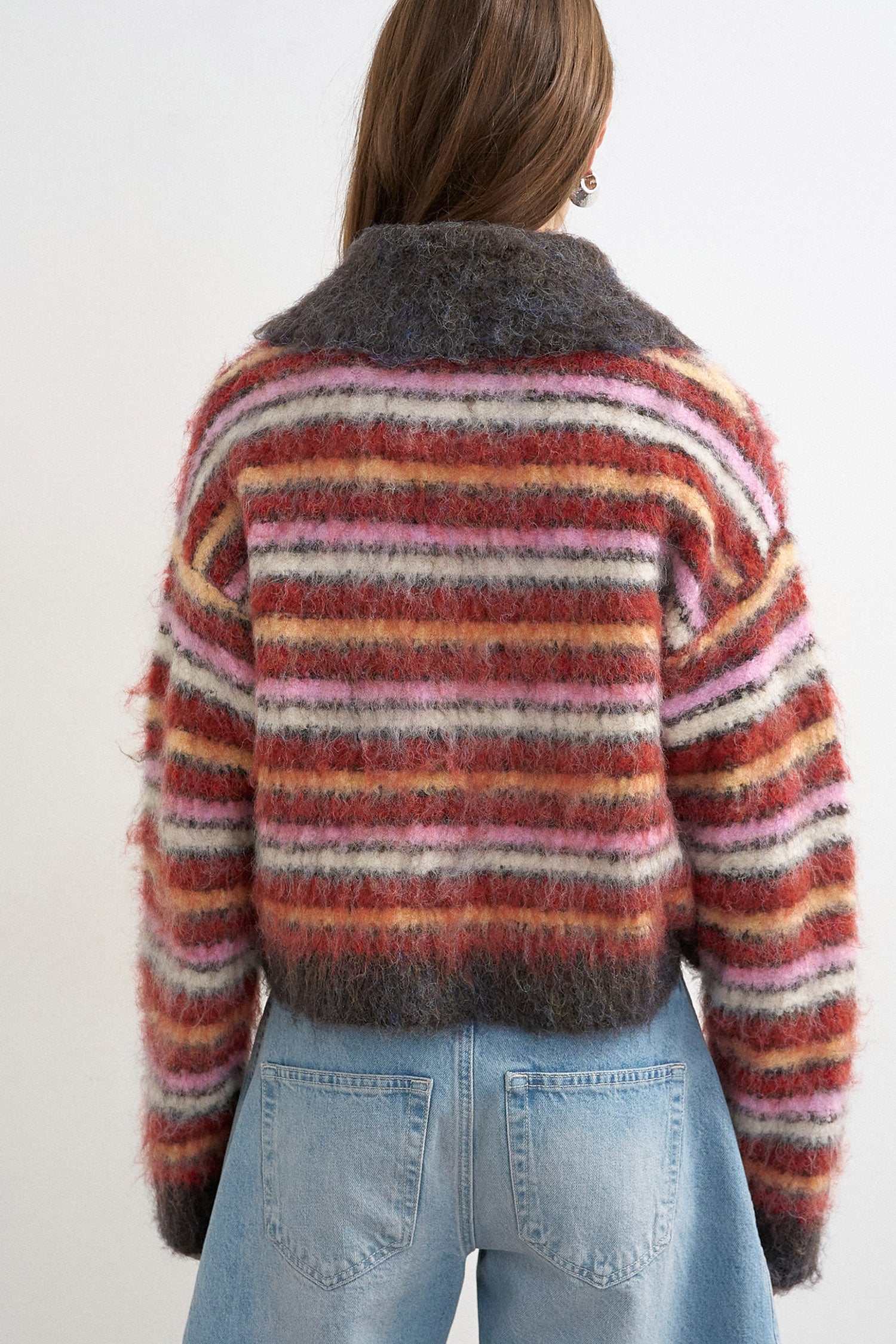 TSTINE oversized fluffy knit cardigan - Red Heart
