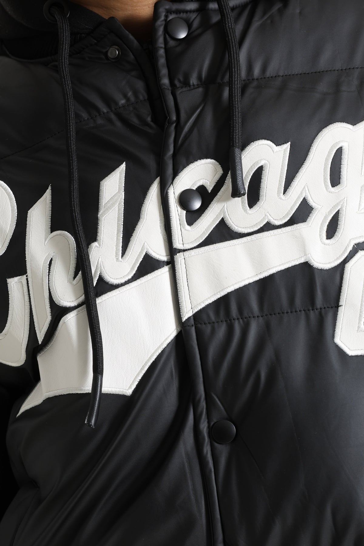 Veste matelassée en similicuir - Black + Offwhite