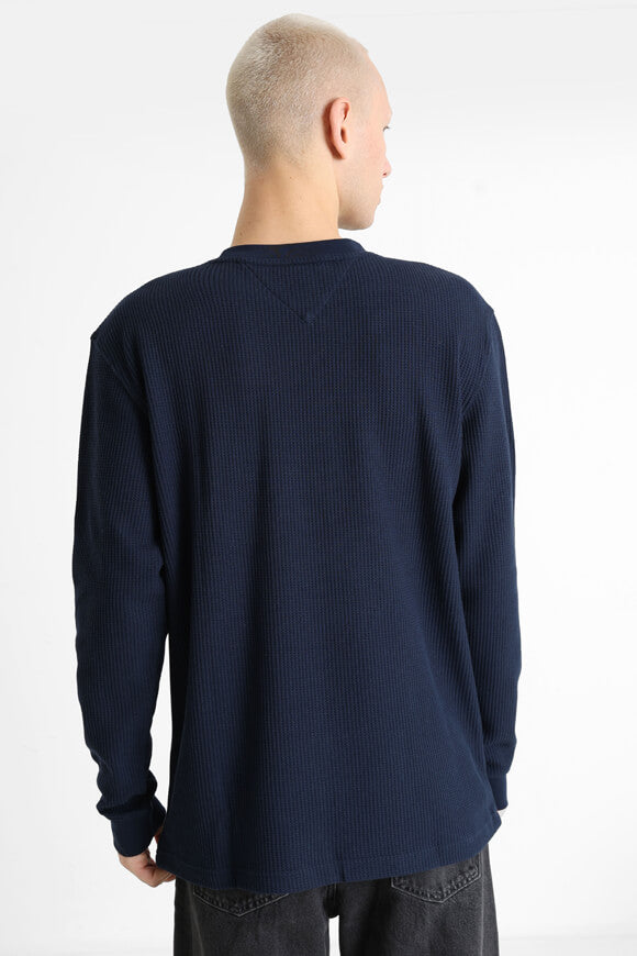 Langarmshirt mit Waffelstruktur - Dark Night Navy