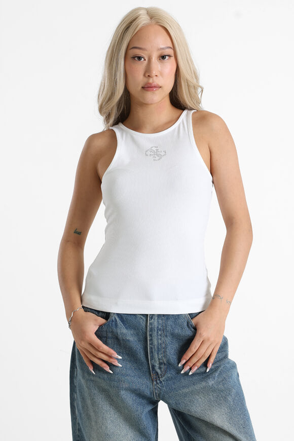 Geripptes Tanktop - Pure White