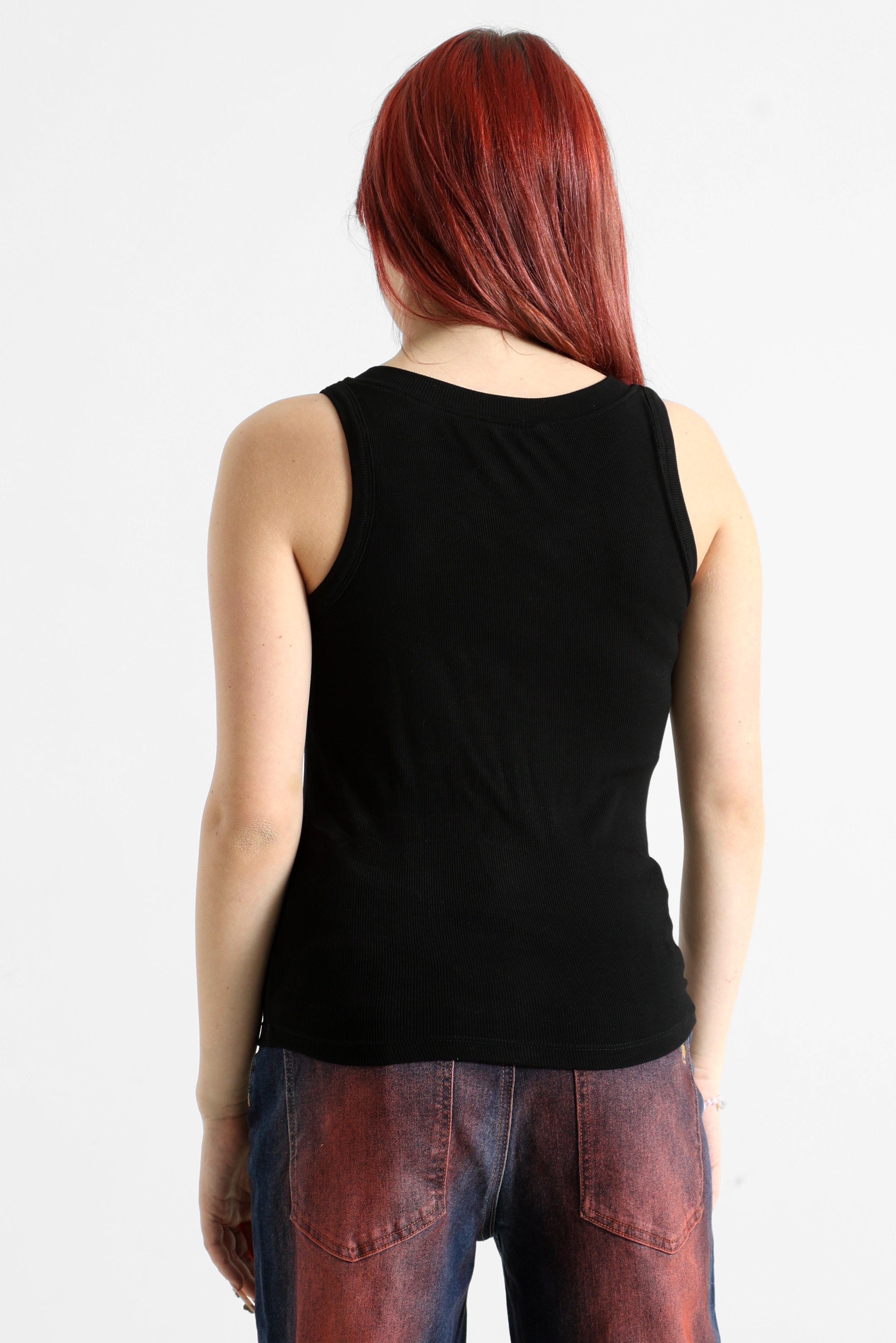 Geripptes Tanktop - Schwarz