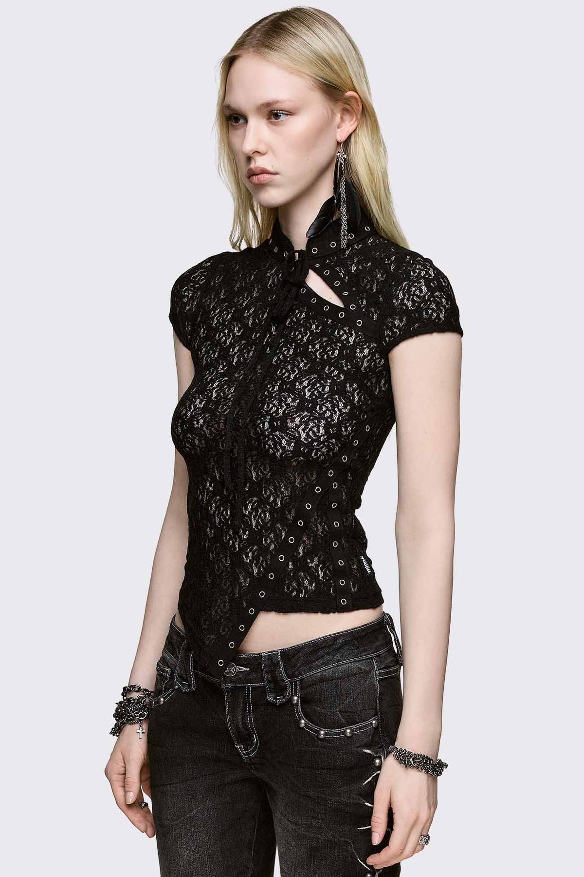 Moor Lace short lace t-shirt - Black