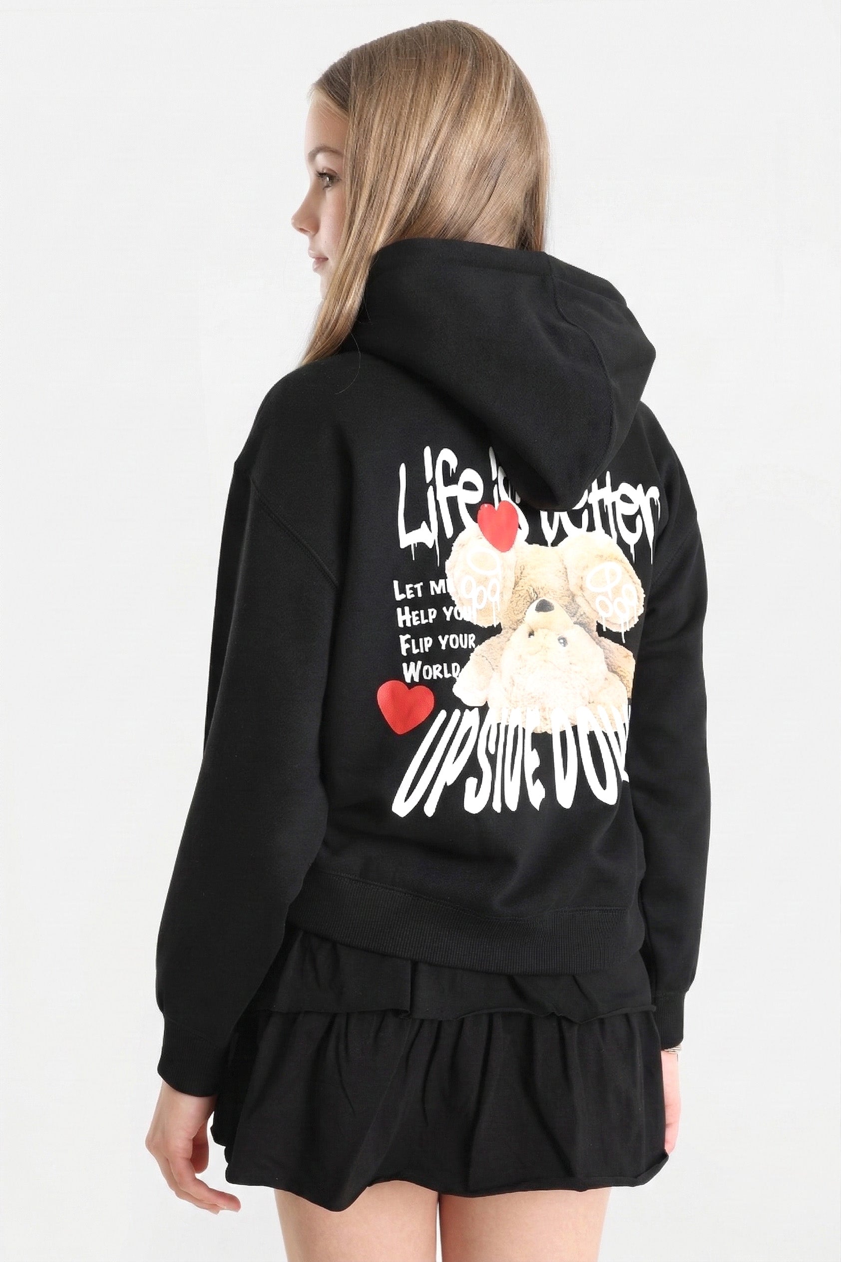 Kapuzensweatjacke - Schwarz