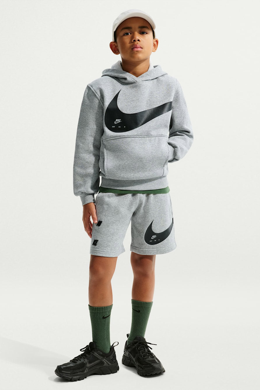 Sportswear Club Kapuzensweatshirt - Grey Heather + Black