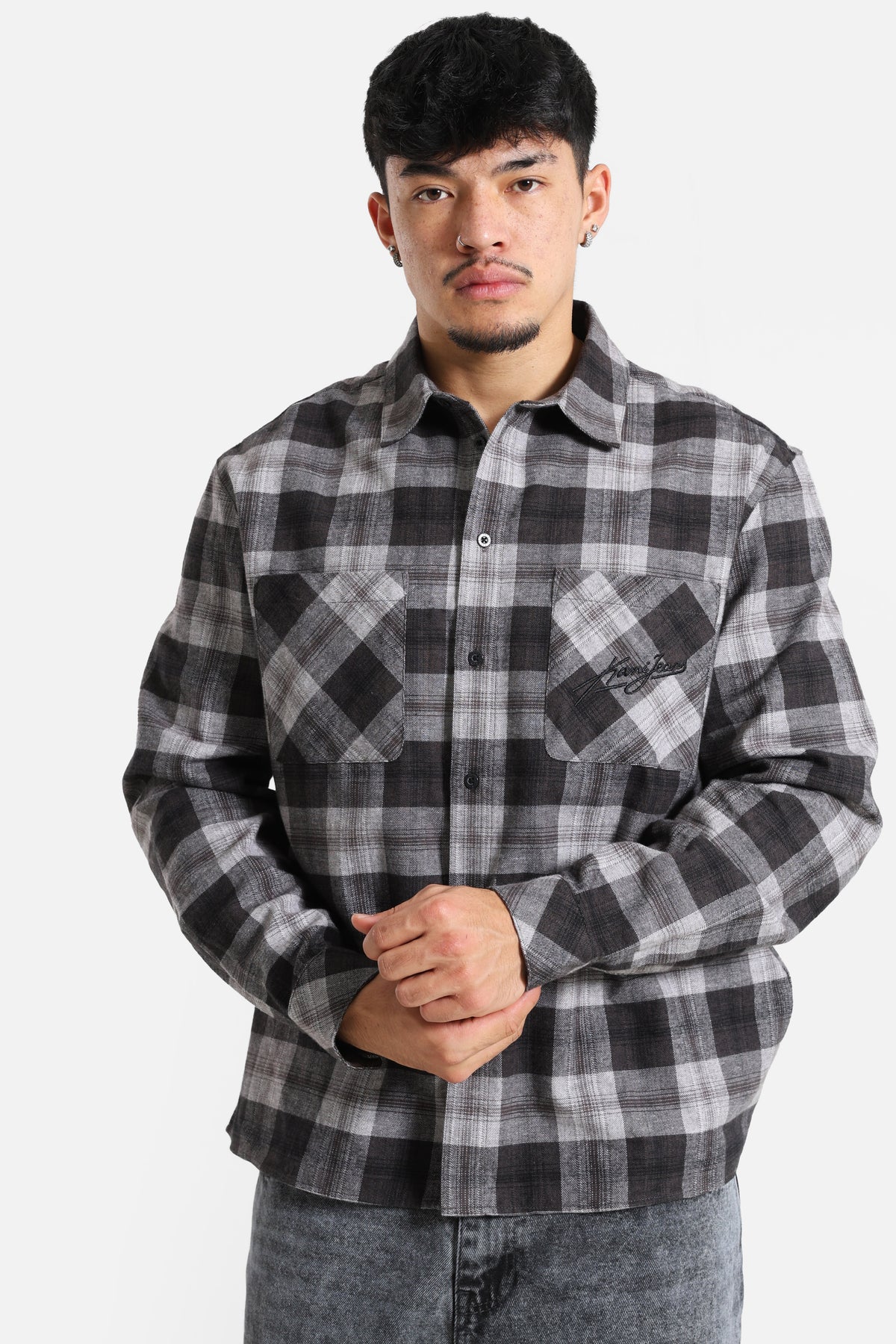 Oversize Hemd - Black + Dark Grey