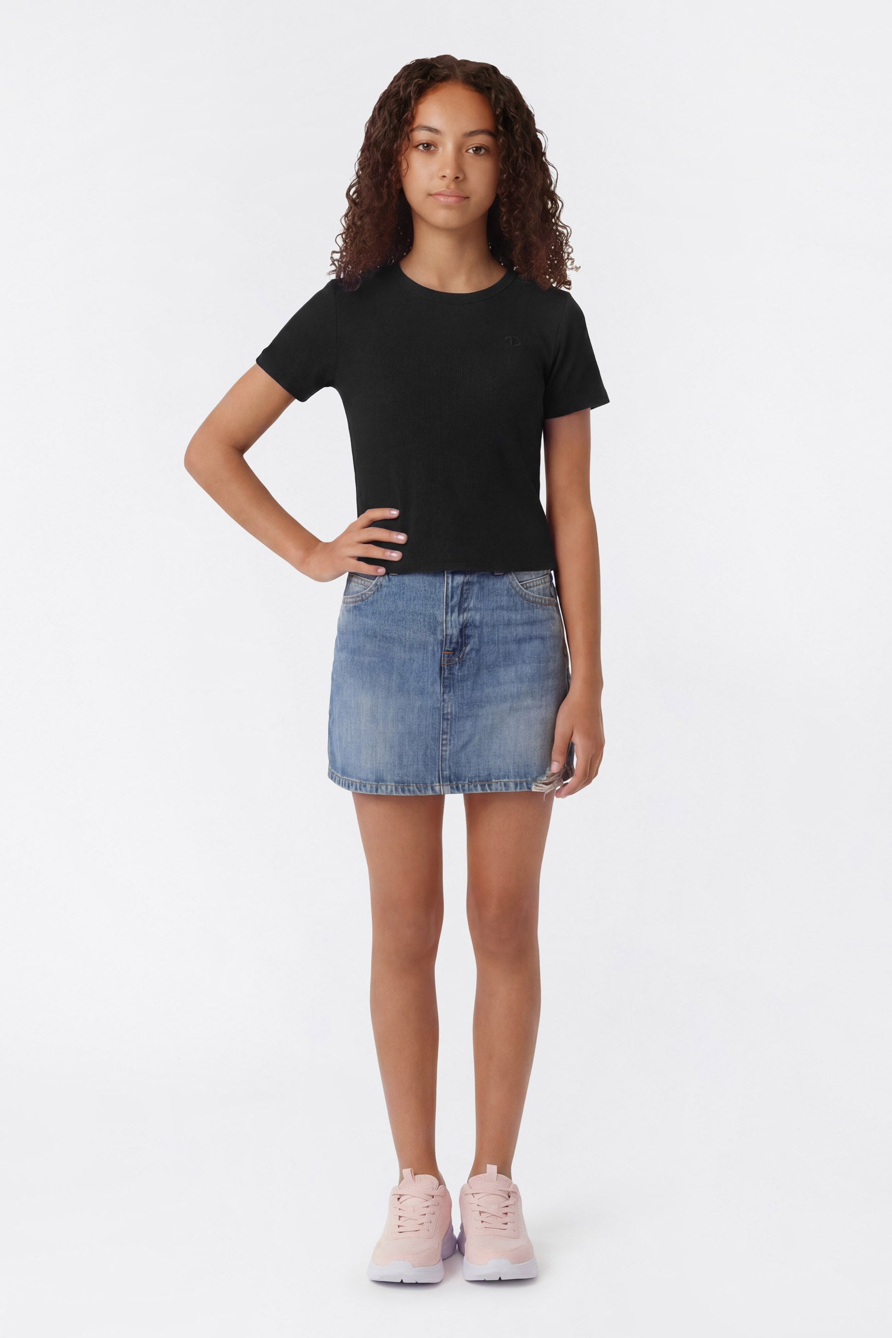 Geripptes T-Shirt - Black