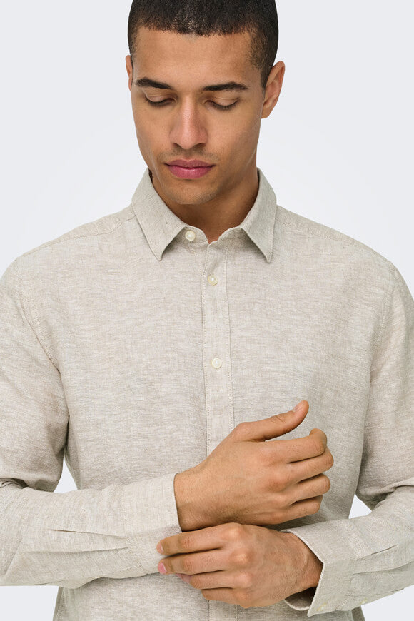 ONSCAIDEN Camicia in lino - Chinchilla