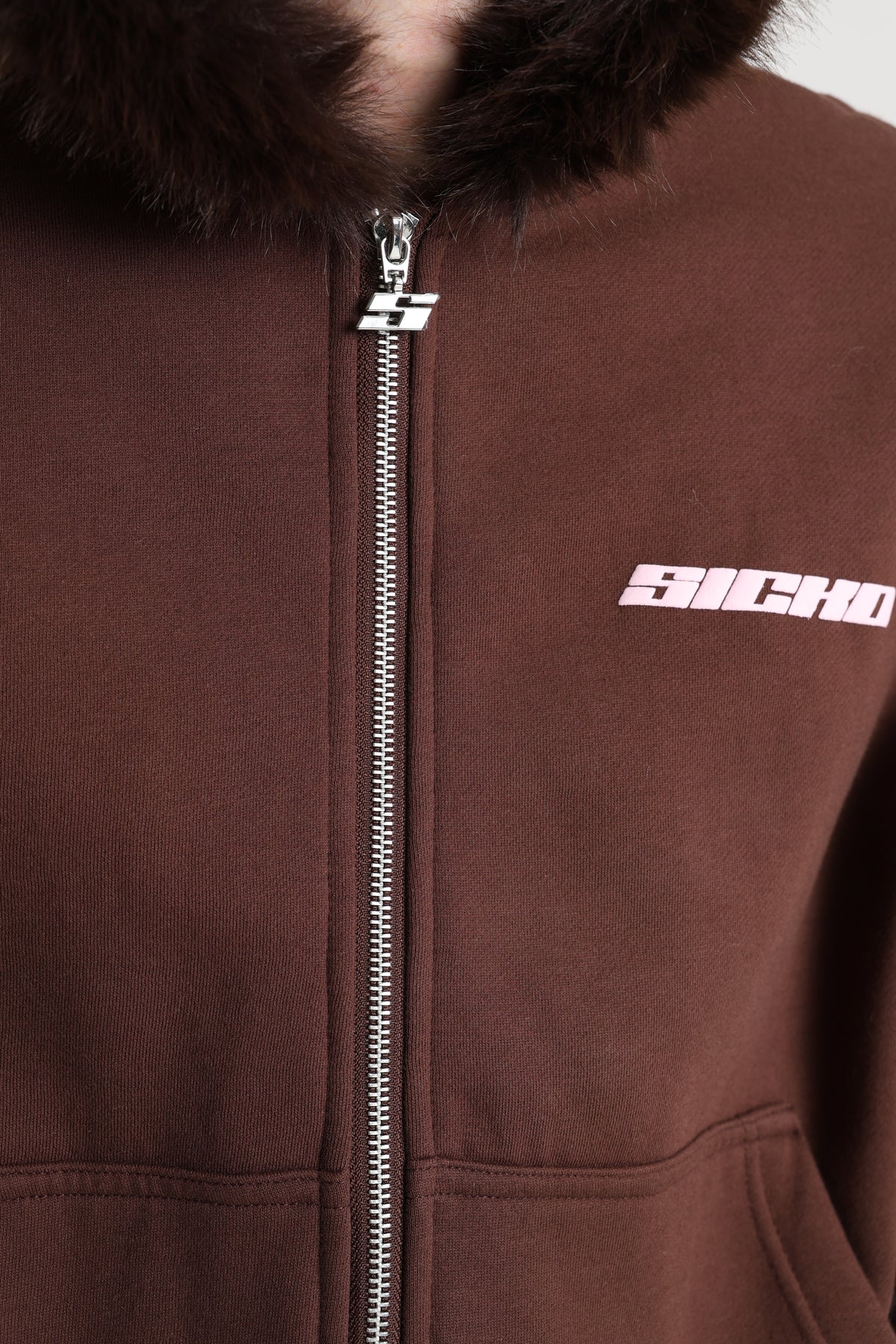 Kapuzensweatjacke - Braun + Rosa