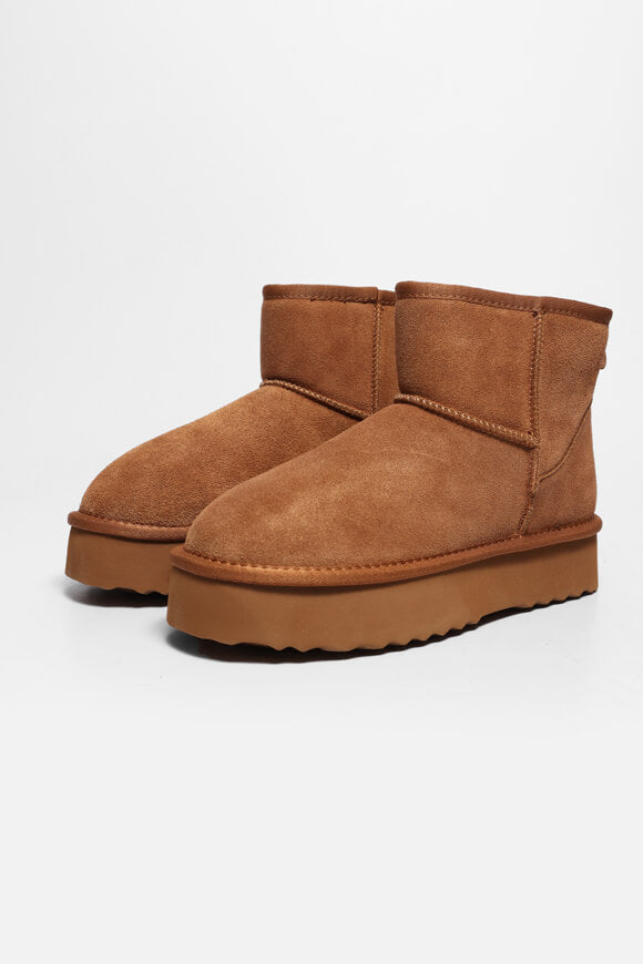 Stivaletto con plateau foderato - cognac