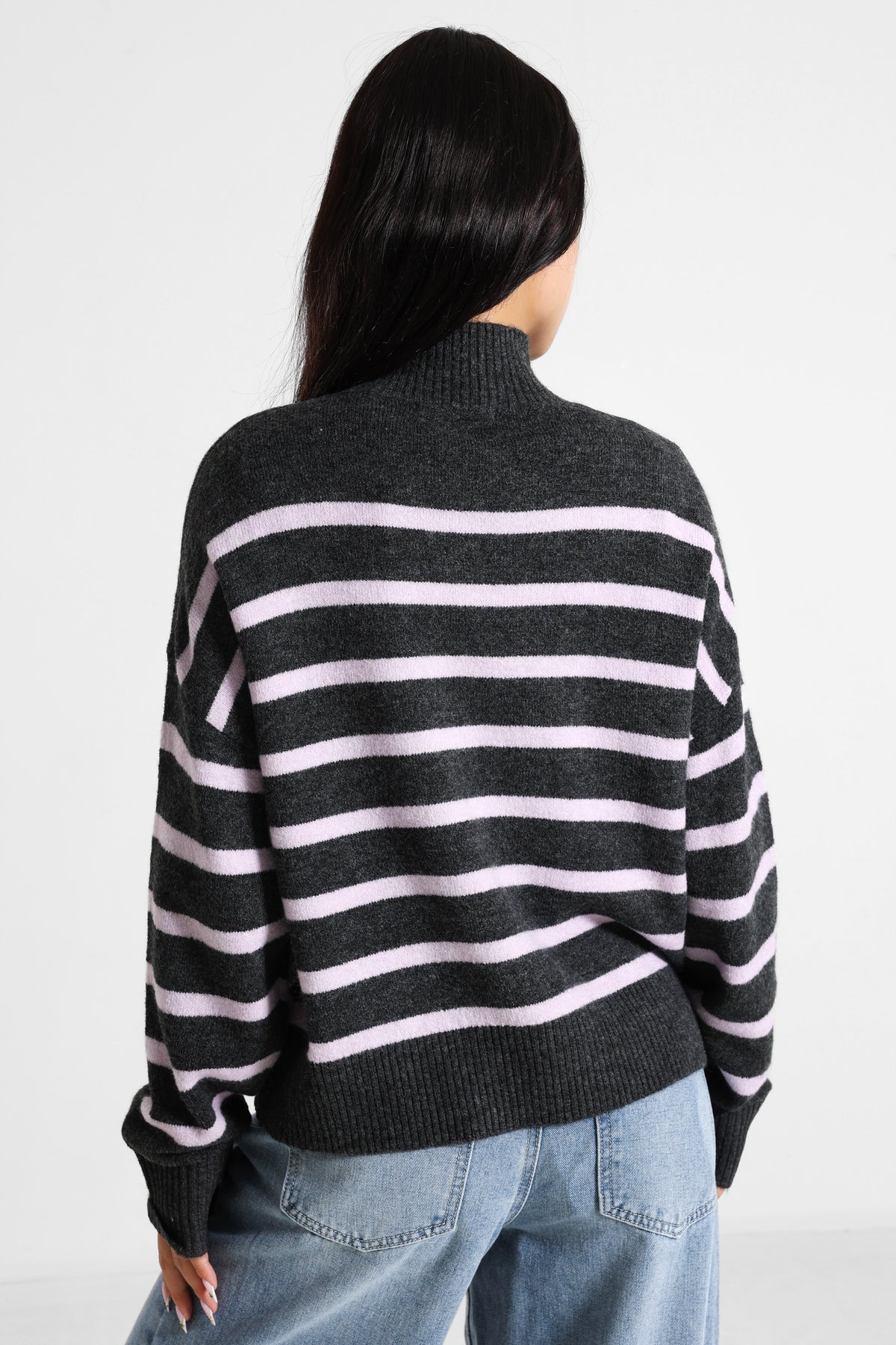 Maglione in maglia - Anthracite + Rosa