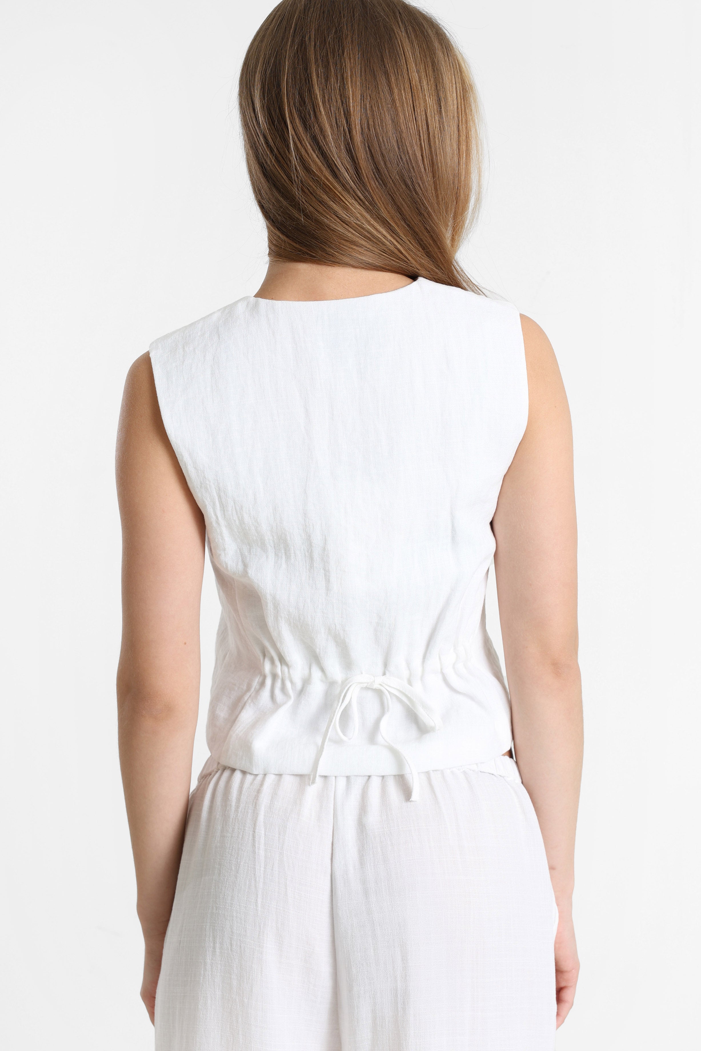 ONLITA Weste in Leinen-Optik - Bright White