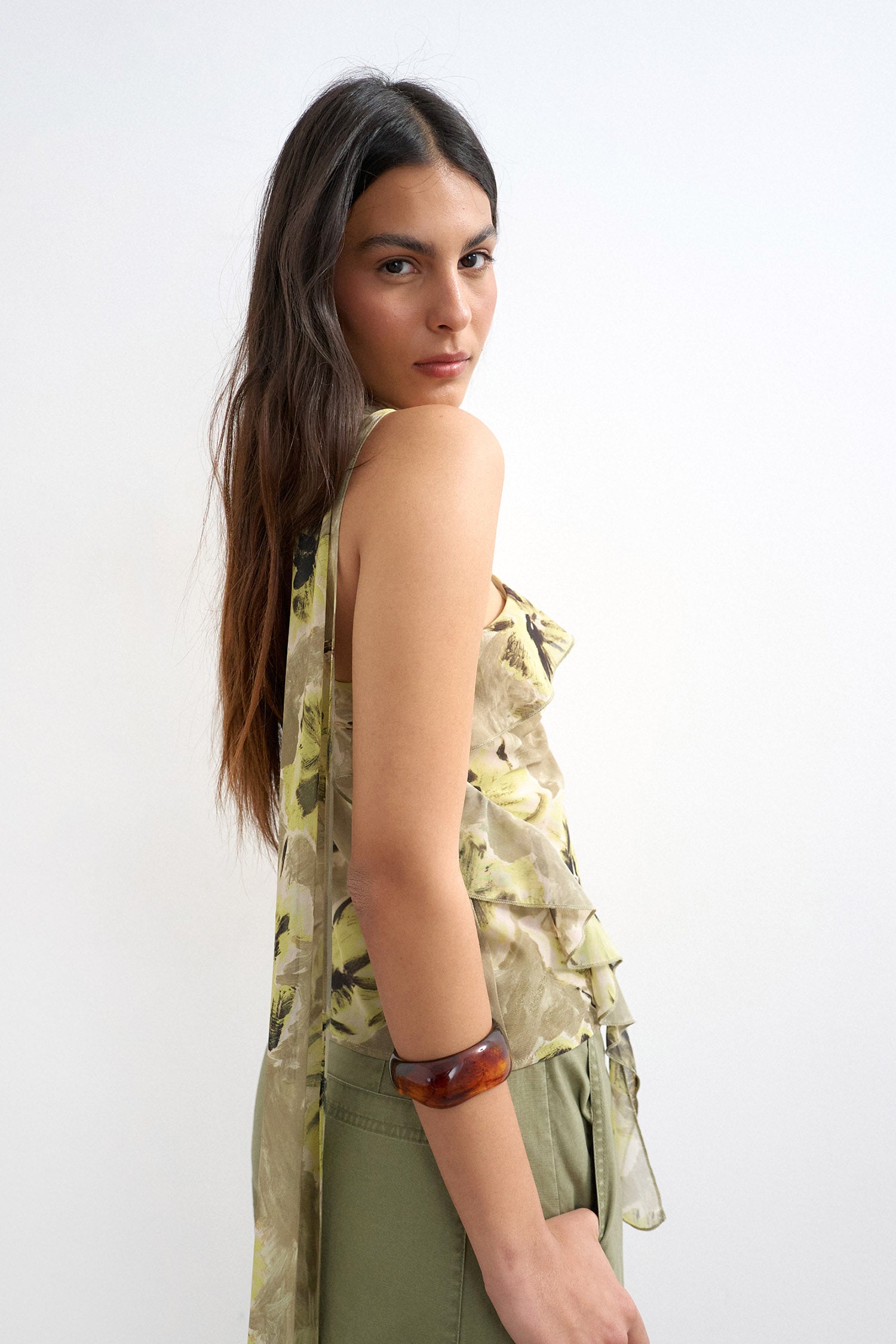 TSVALERIE One Shoulder Top - Bright Lime Green