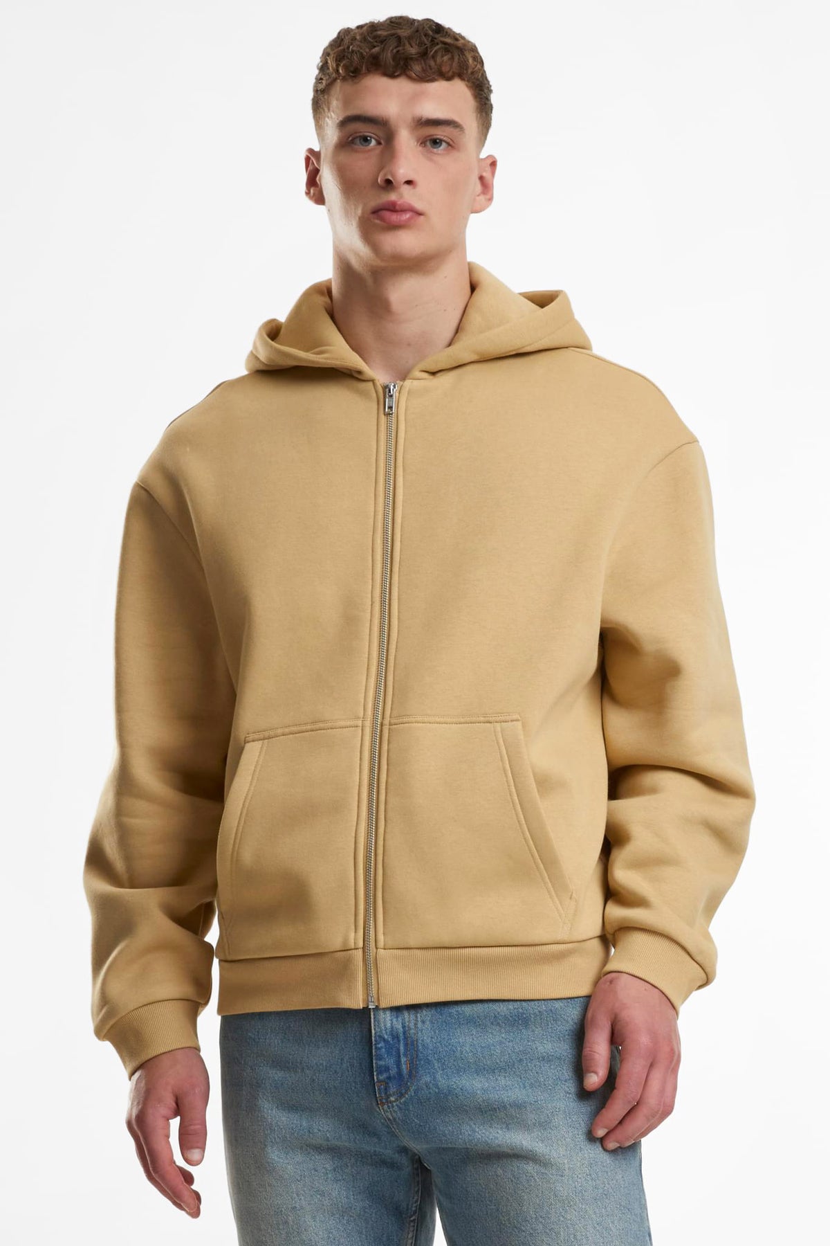 Fluffy sweat zippé à capuchon - Unionbeige