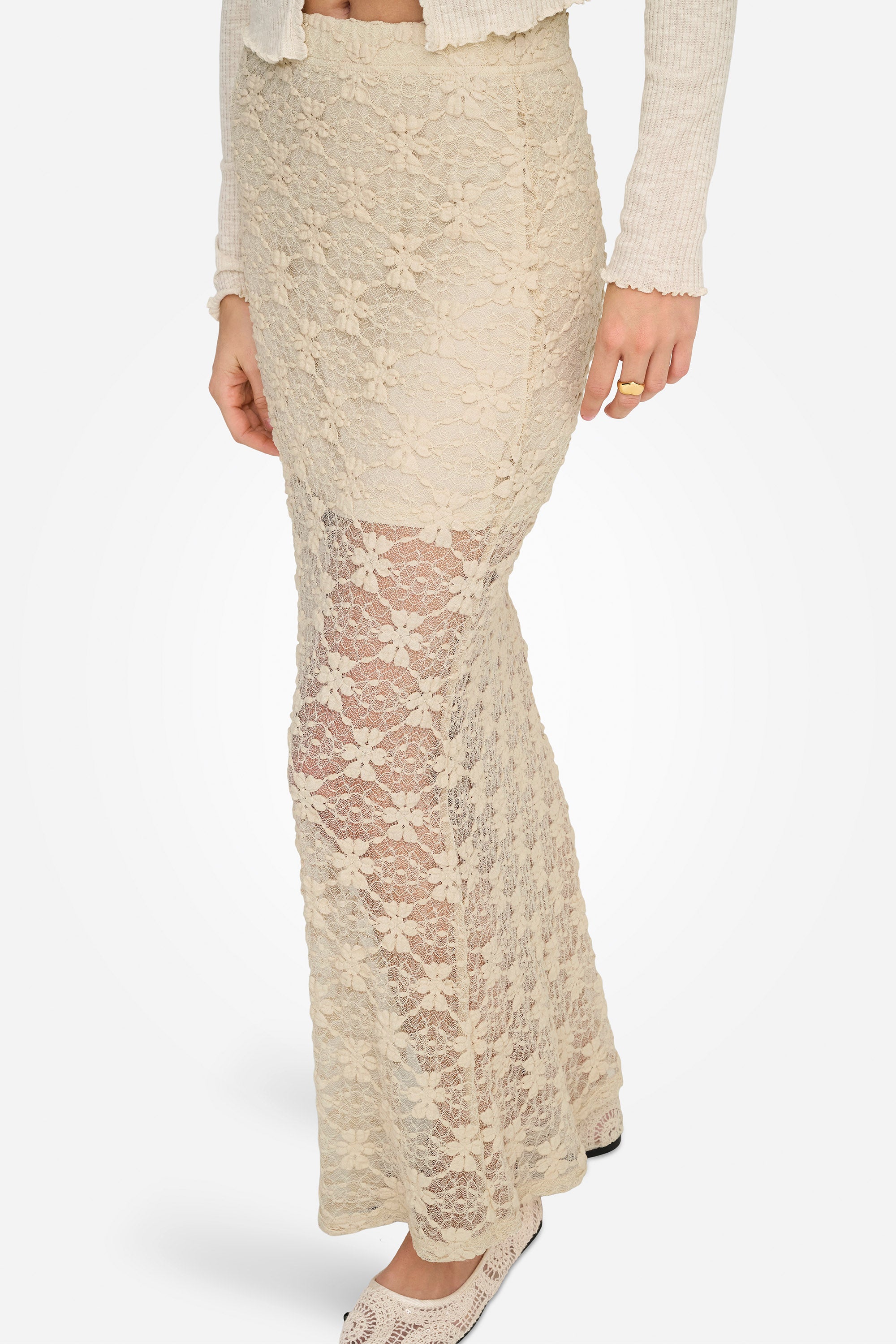 ONLPEARLINA long lace skirt - Birch