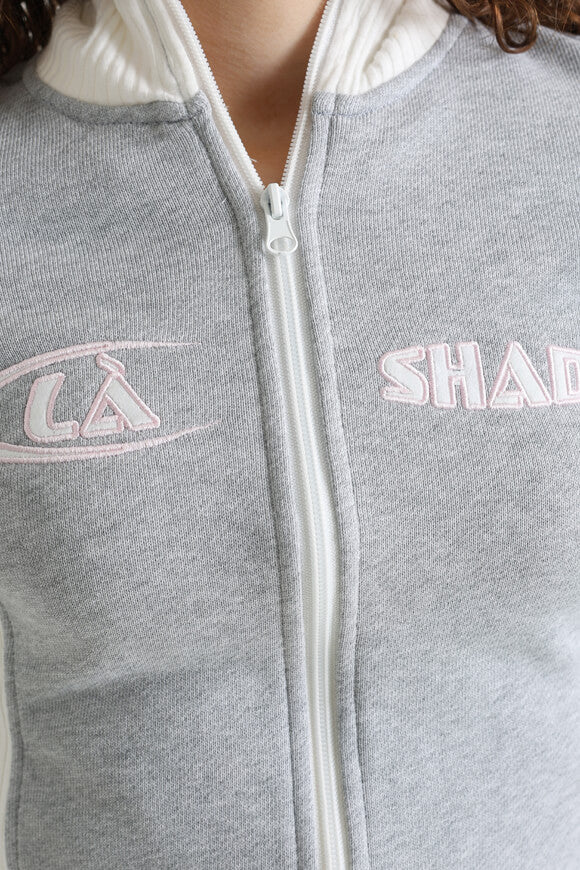 Crop Sweatjacke - Grau meliert