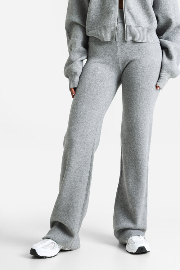 Pantalon en maille Wide Leg - Gris chiné