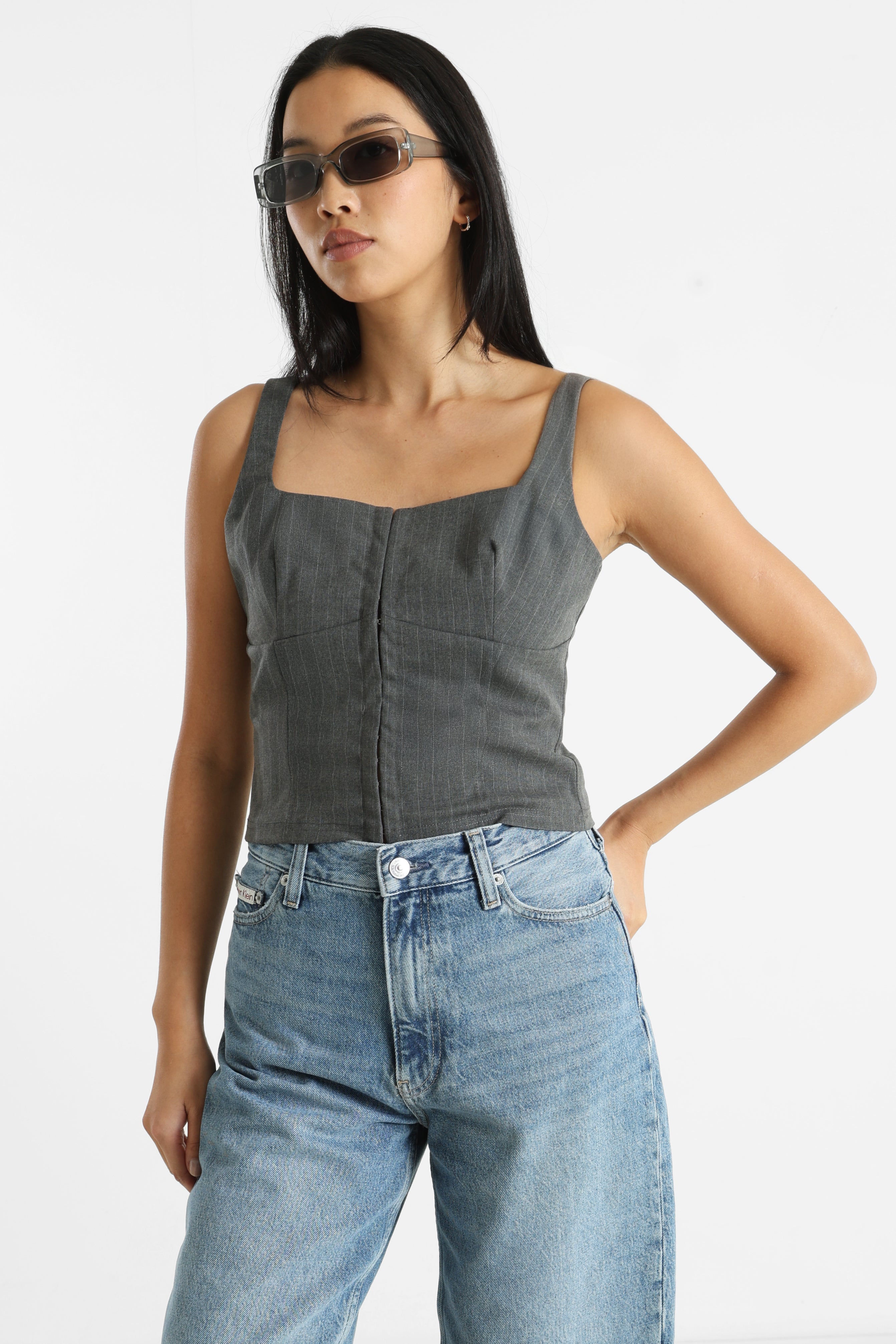 Crop Top - Gris foncé chiné