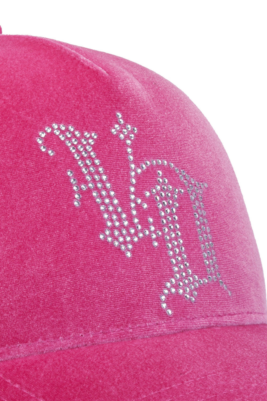 Casquette trucker en velours / snapback - Pink + White