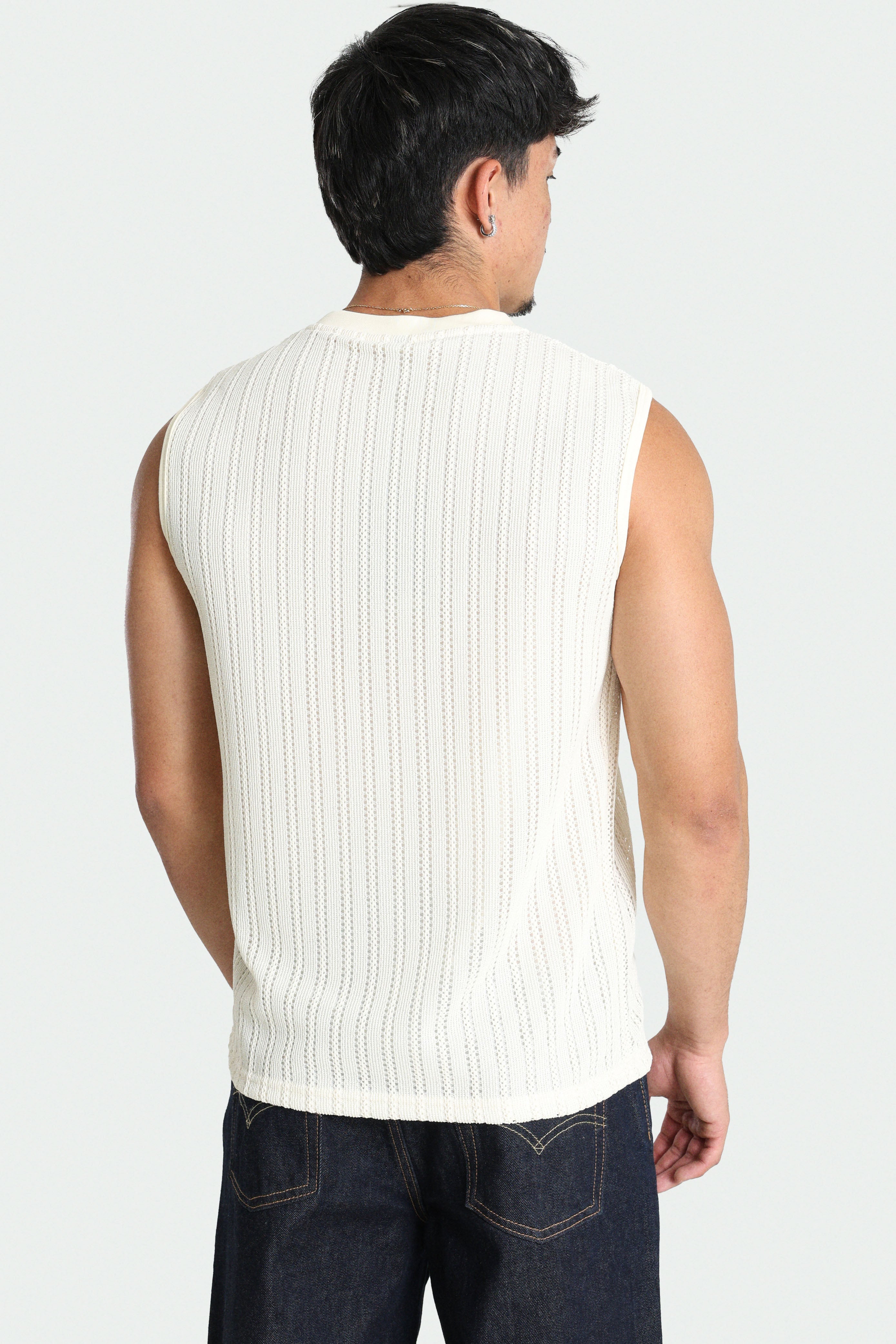 Top in tessuto strutturato - Offwhite