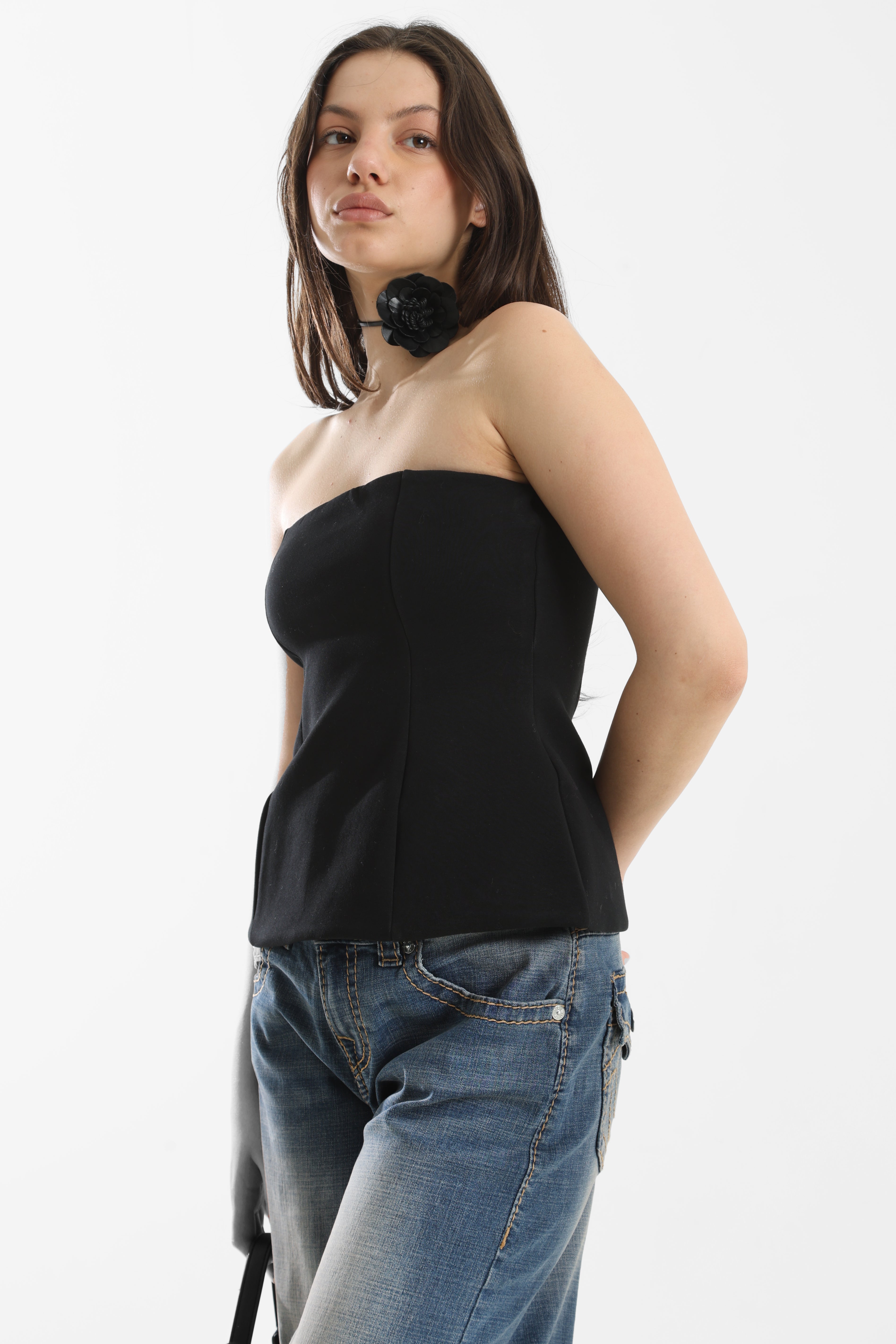 Bandeau Crop Top - Schwarz