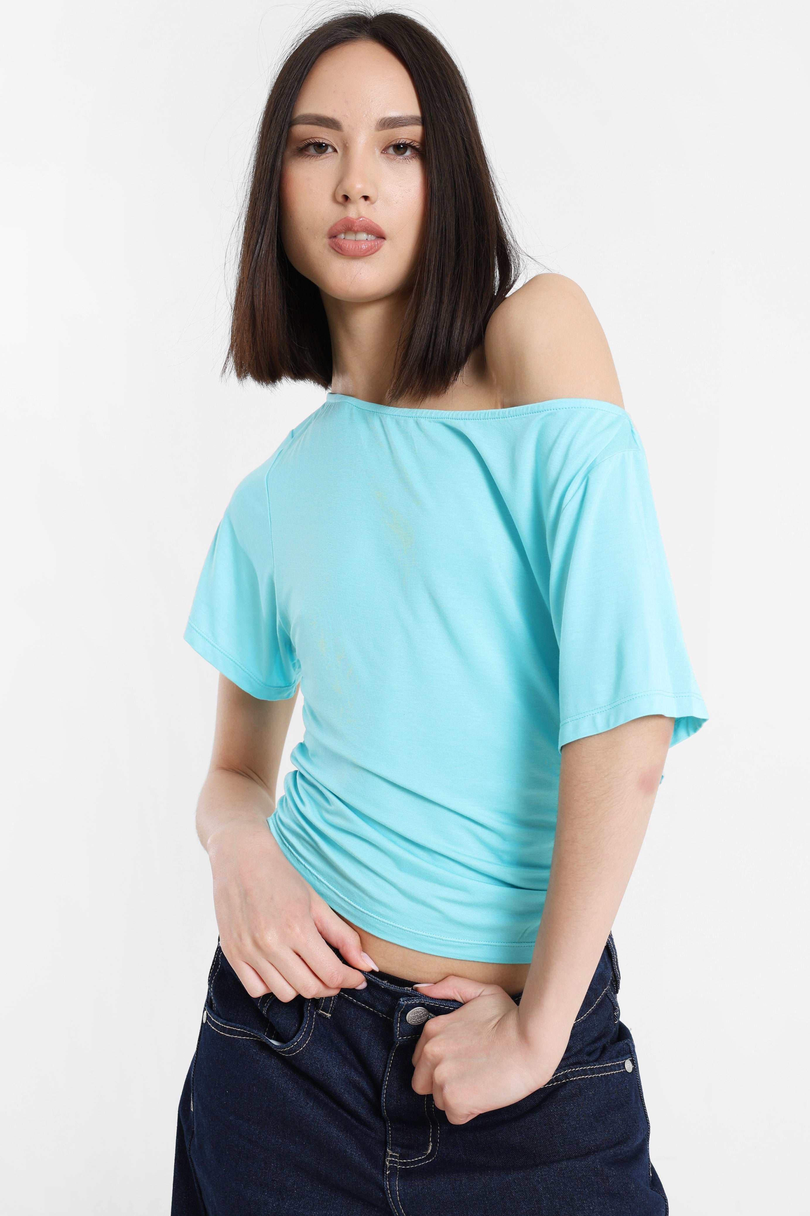 T-shirt monospalla - Turchese