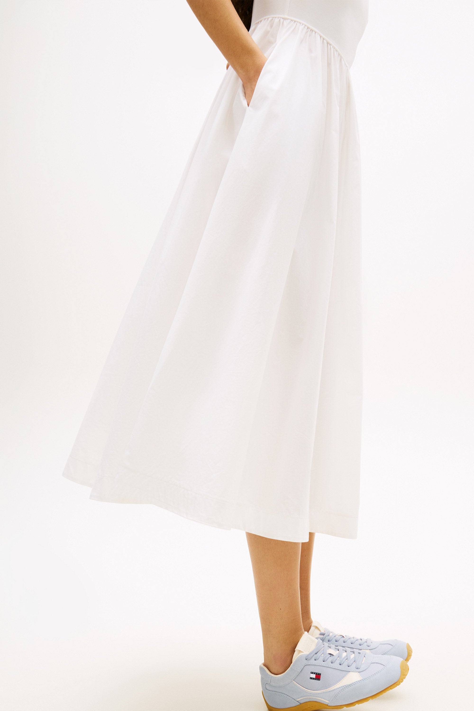 Popeline-Maxikleid - Offwhite