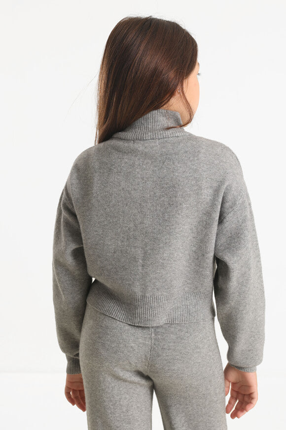 Jaquette ample en tricot - Gris chiné