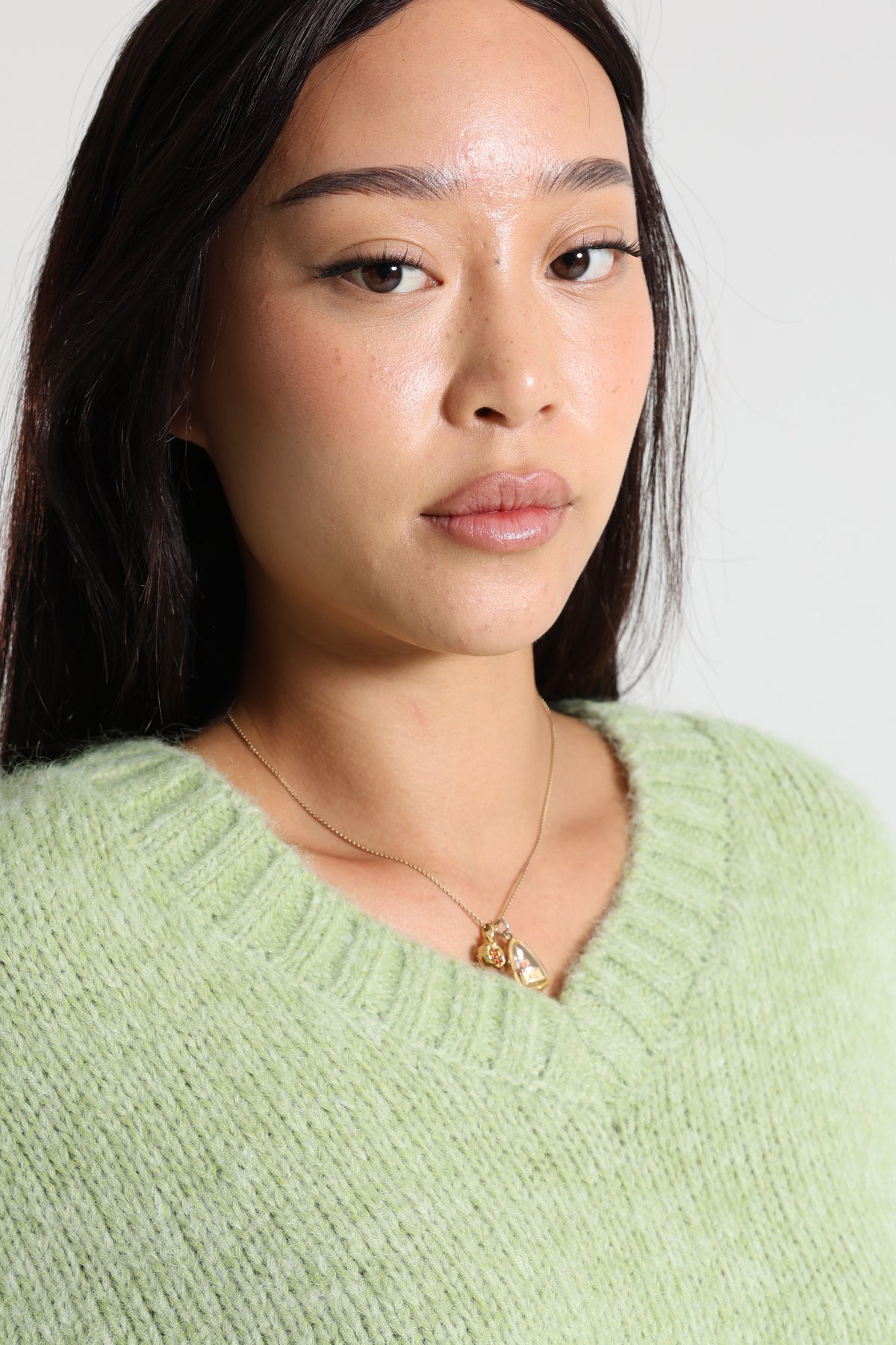 Oversize Strickpullover - Grün