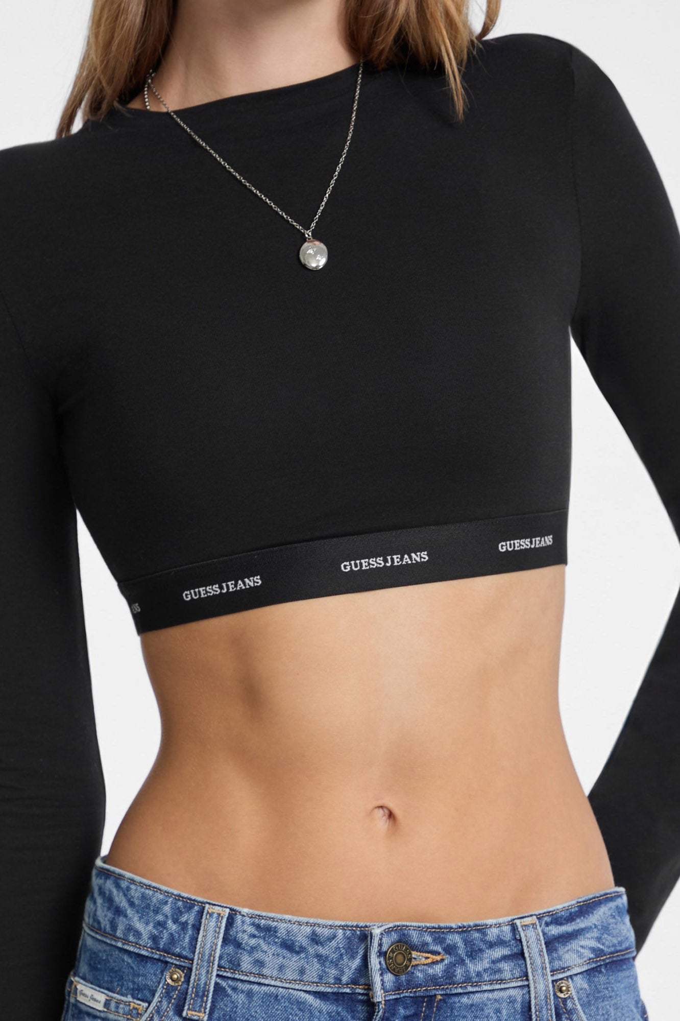 Crop Langarmshirt - Jet Black