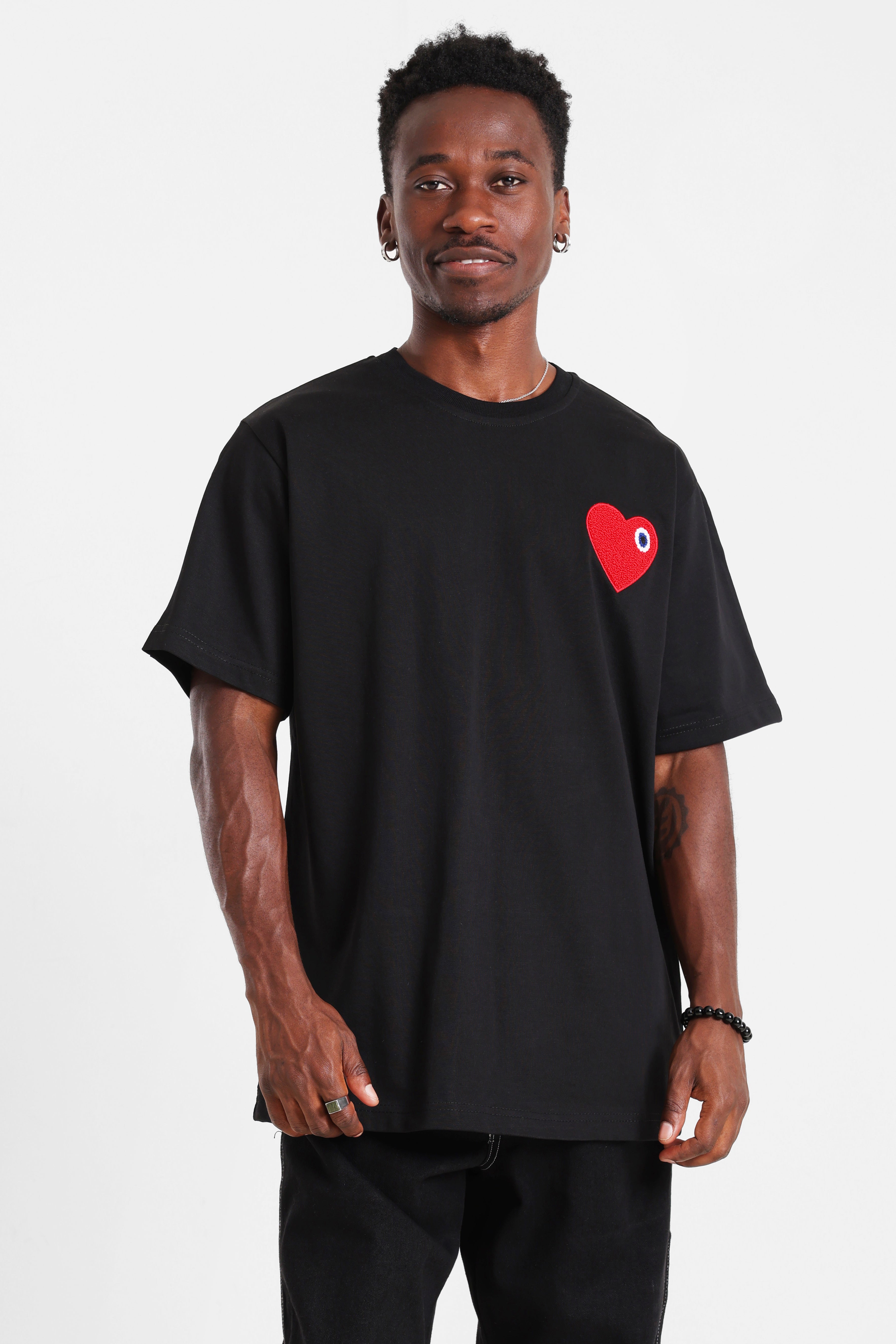 Heart T-Shirt - Black + Red