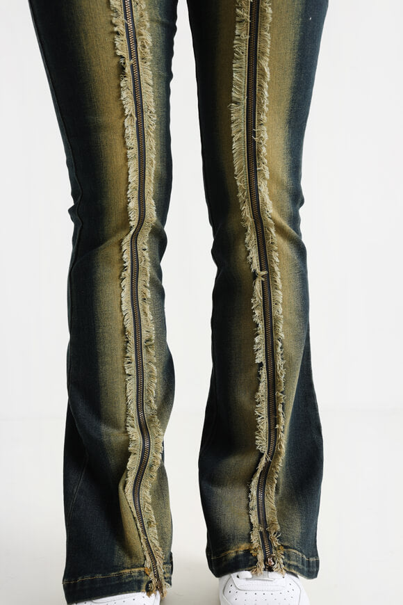 Jean bootcut - Dark Blue + Yellow