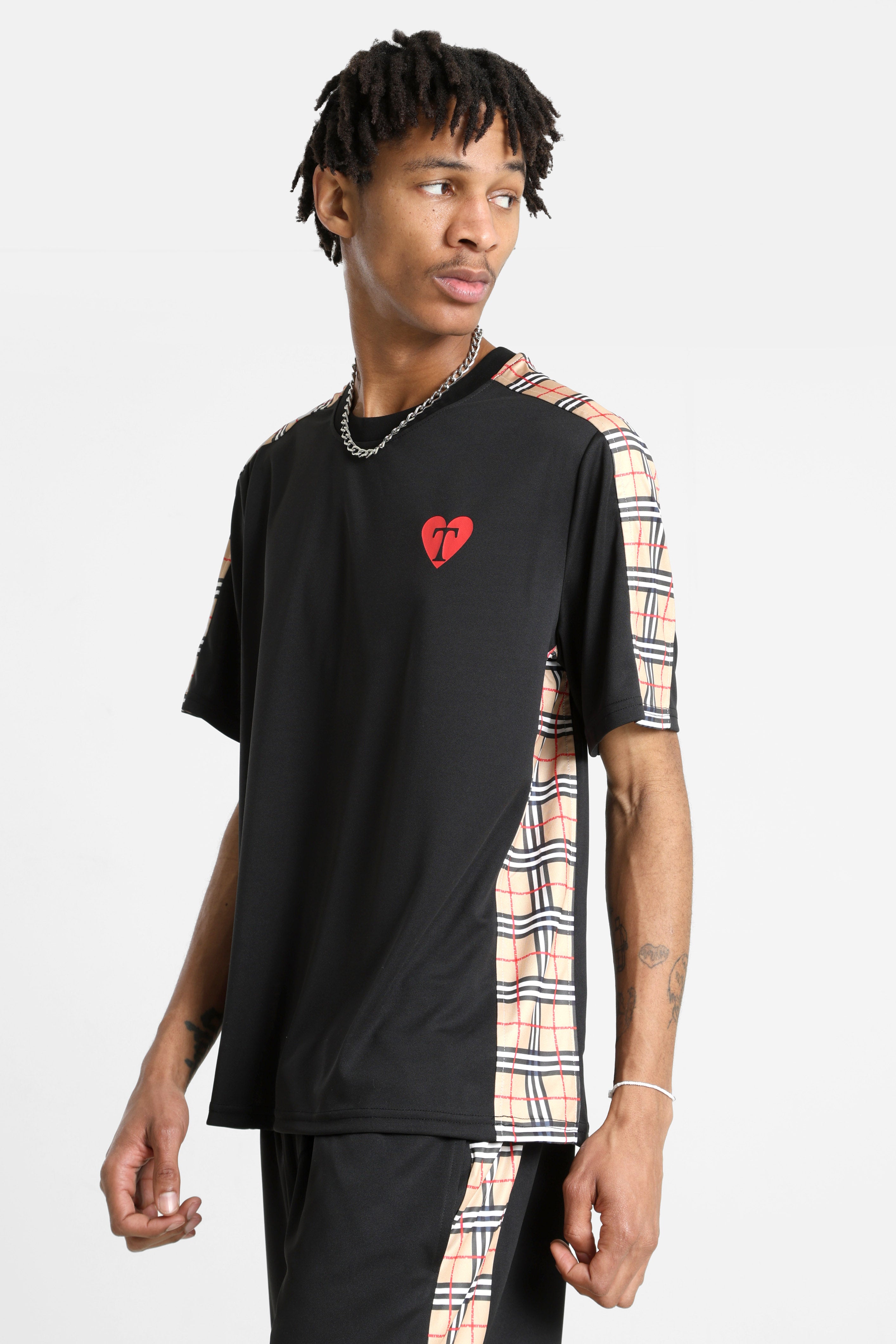 T-Shirt - Schwarz + Beige