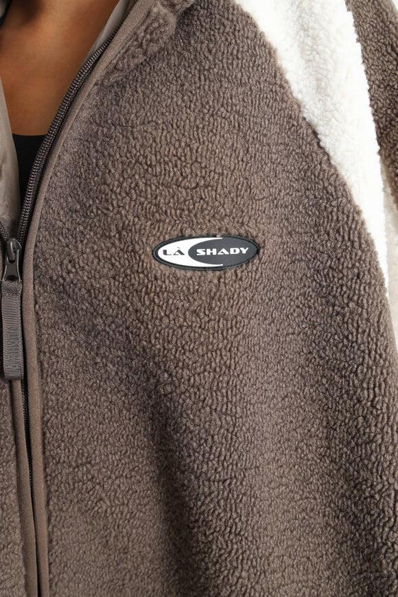 Oversize Teddy Jacke - Taupe