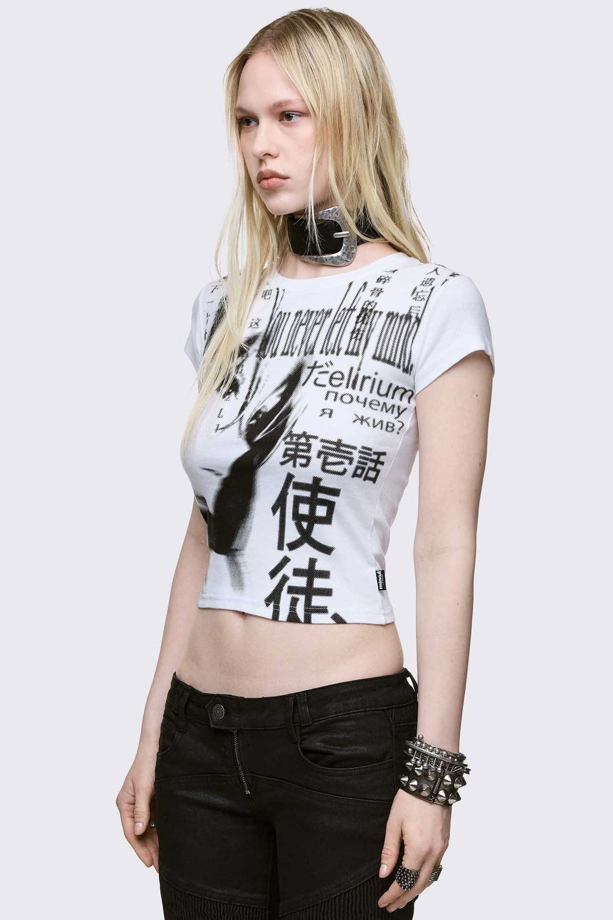 Mind Glitch Crop T-Shirt - White