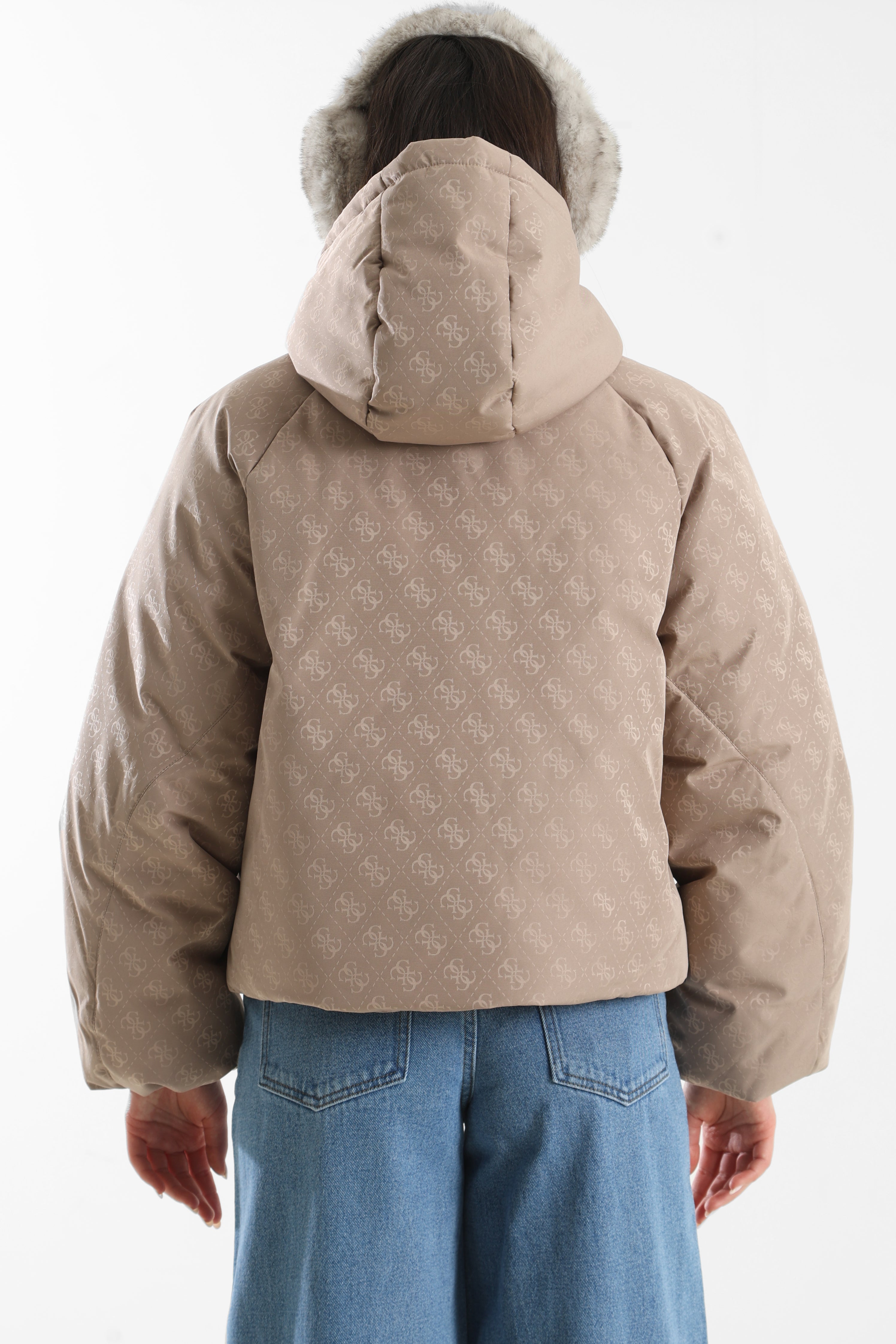 Jacquard Pufferjacke - Tan