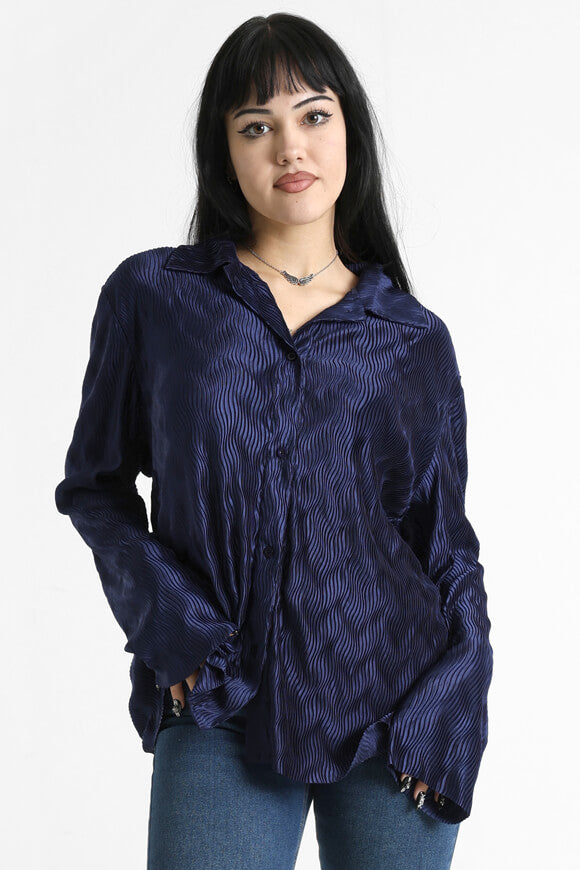 Oversize Plissee Hemd - Marineblau