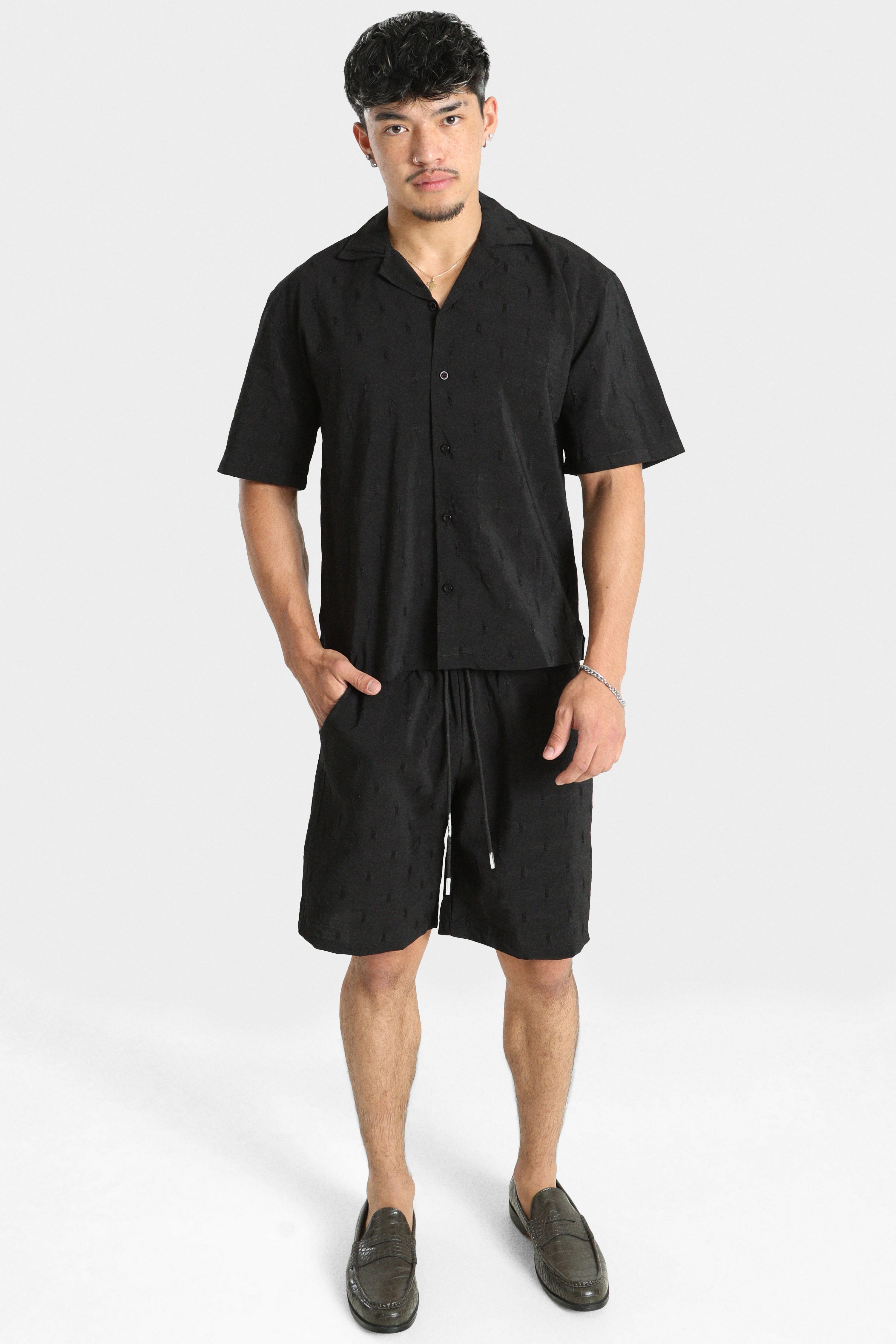Chemise en tissu structuré - Black