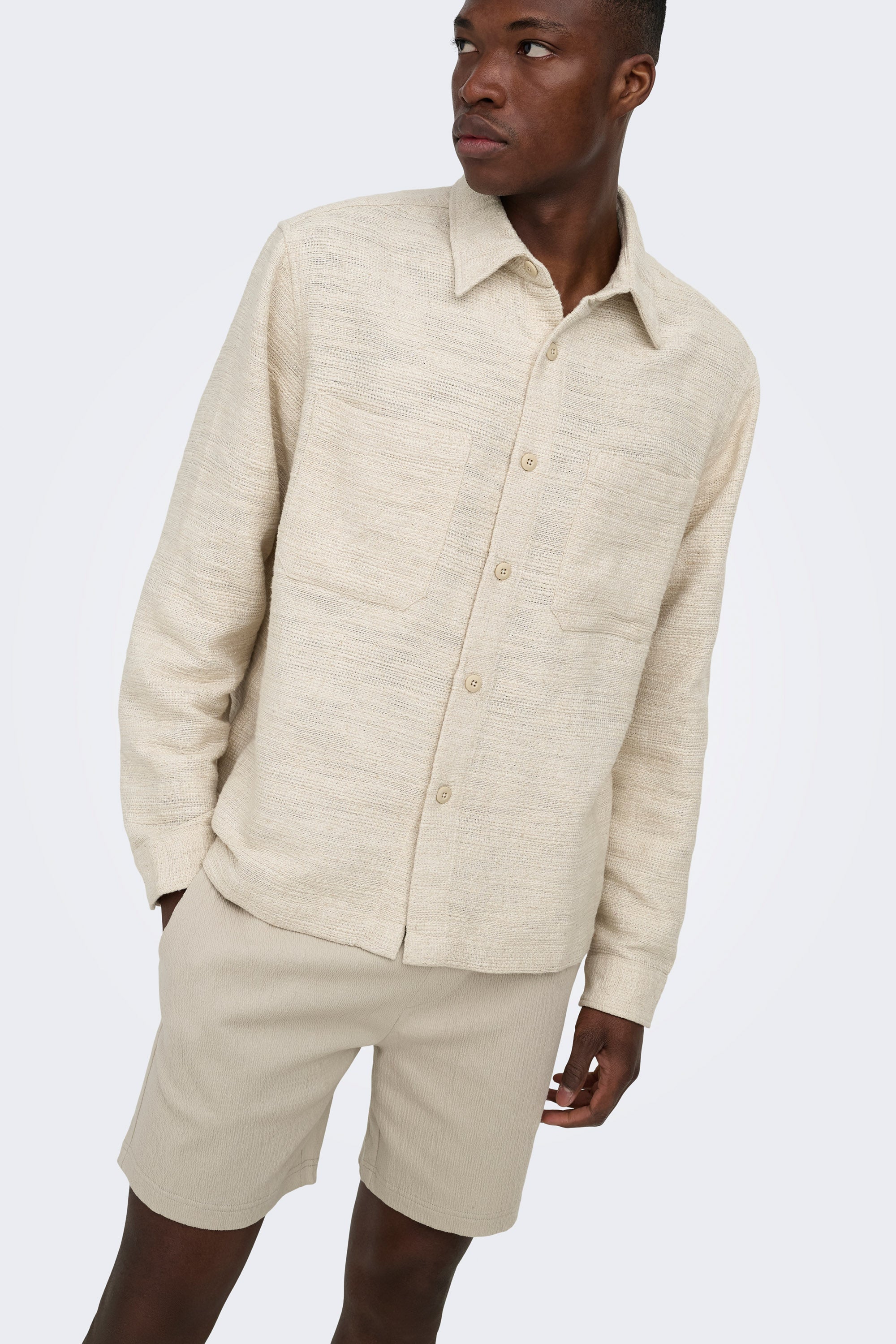 ONSEDDIE Strukturierte Stoffshorts - Silver Lining