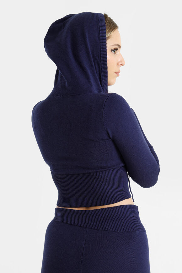 Crop Strickjacke - Marineblau