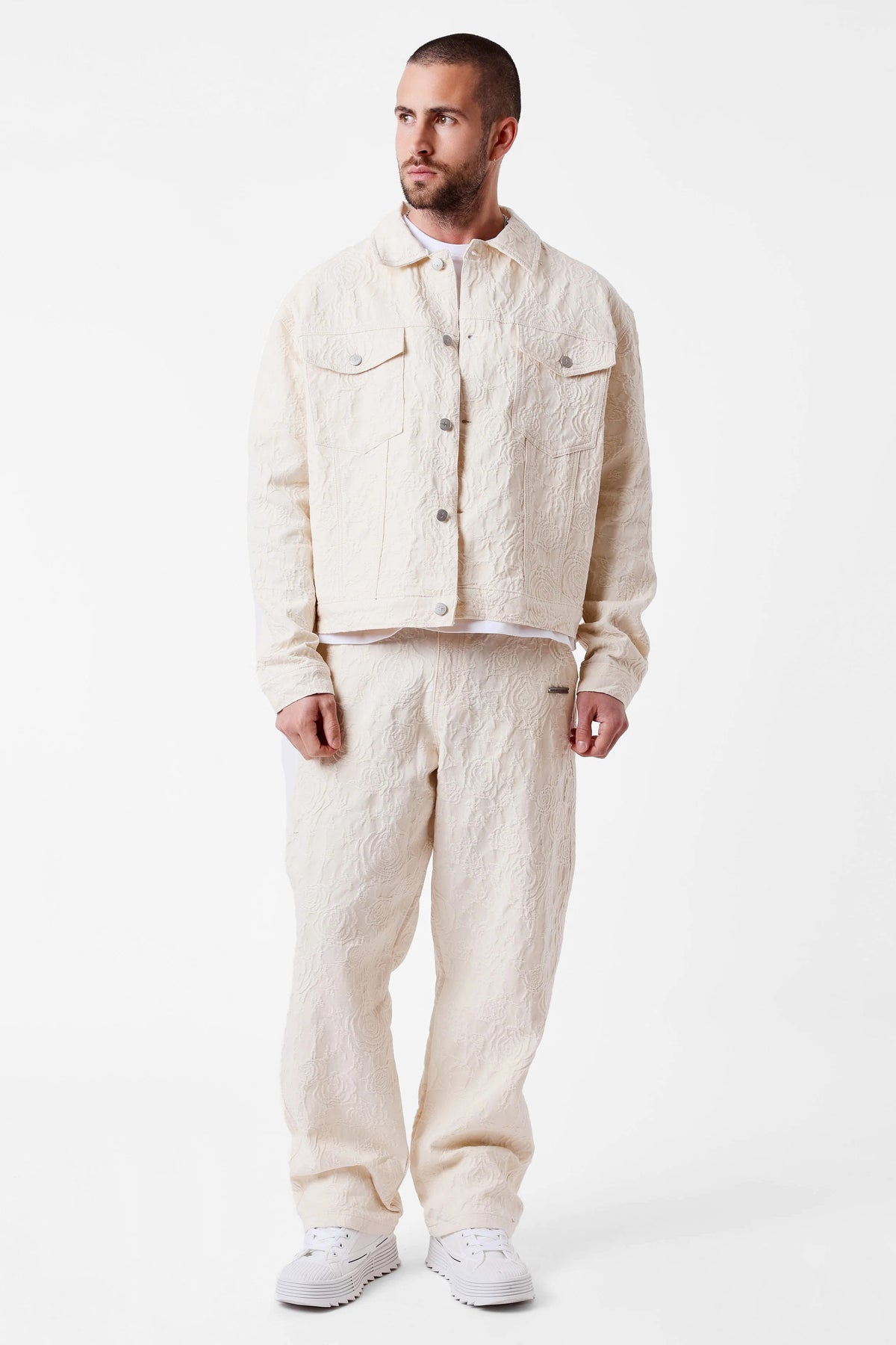 Trendy strukturierte Jacke - Offwhite