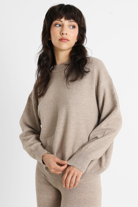 Oversize Strickpullover - Beige Melange