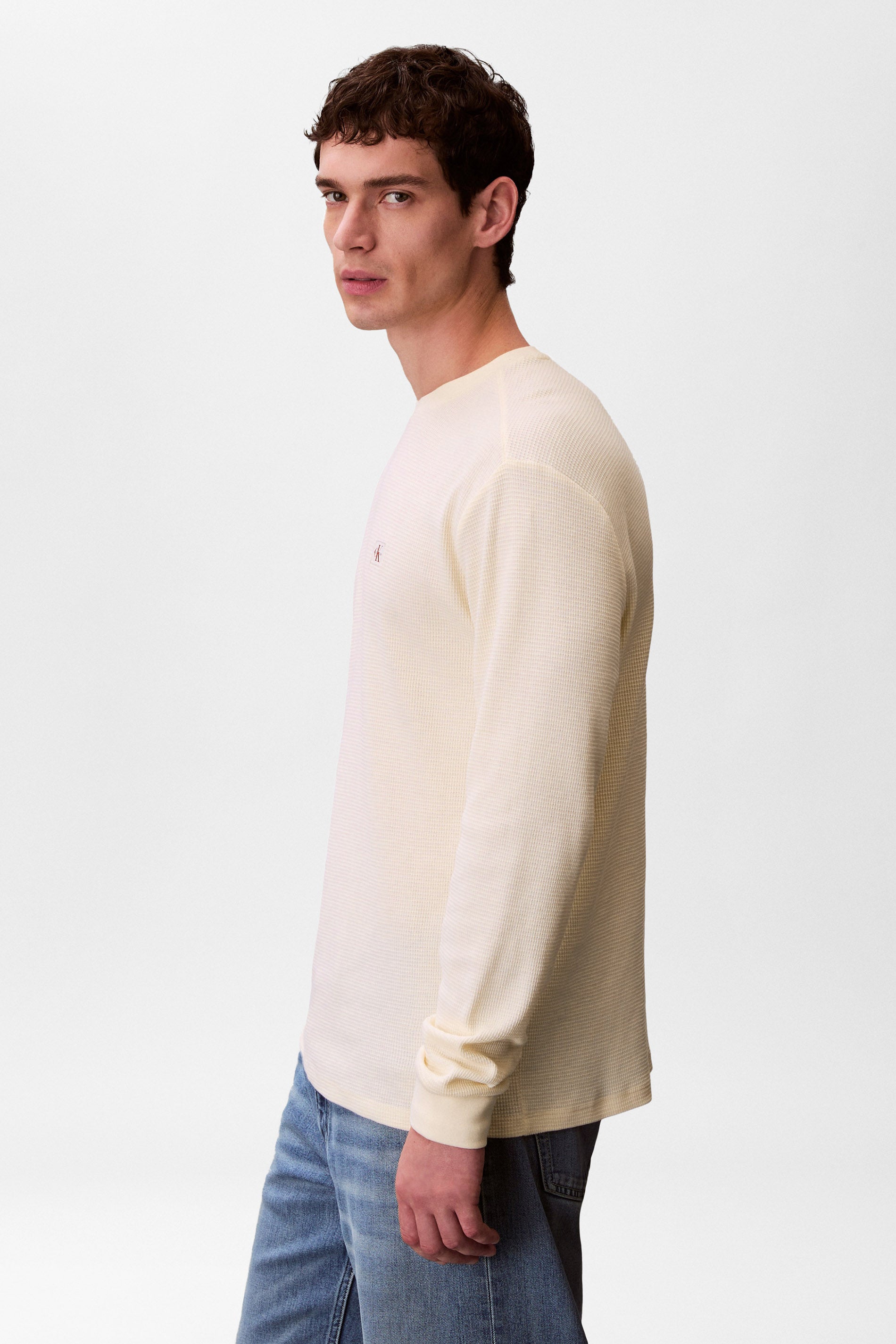 Langarmshirt mit Waffelstruktur - Calico