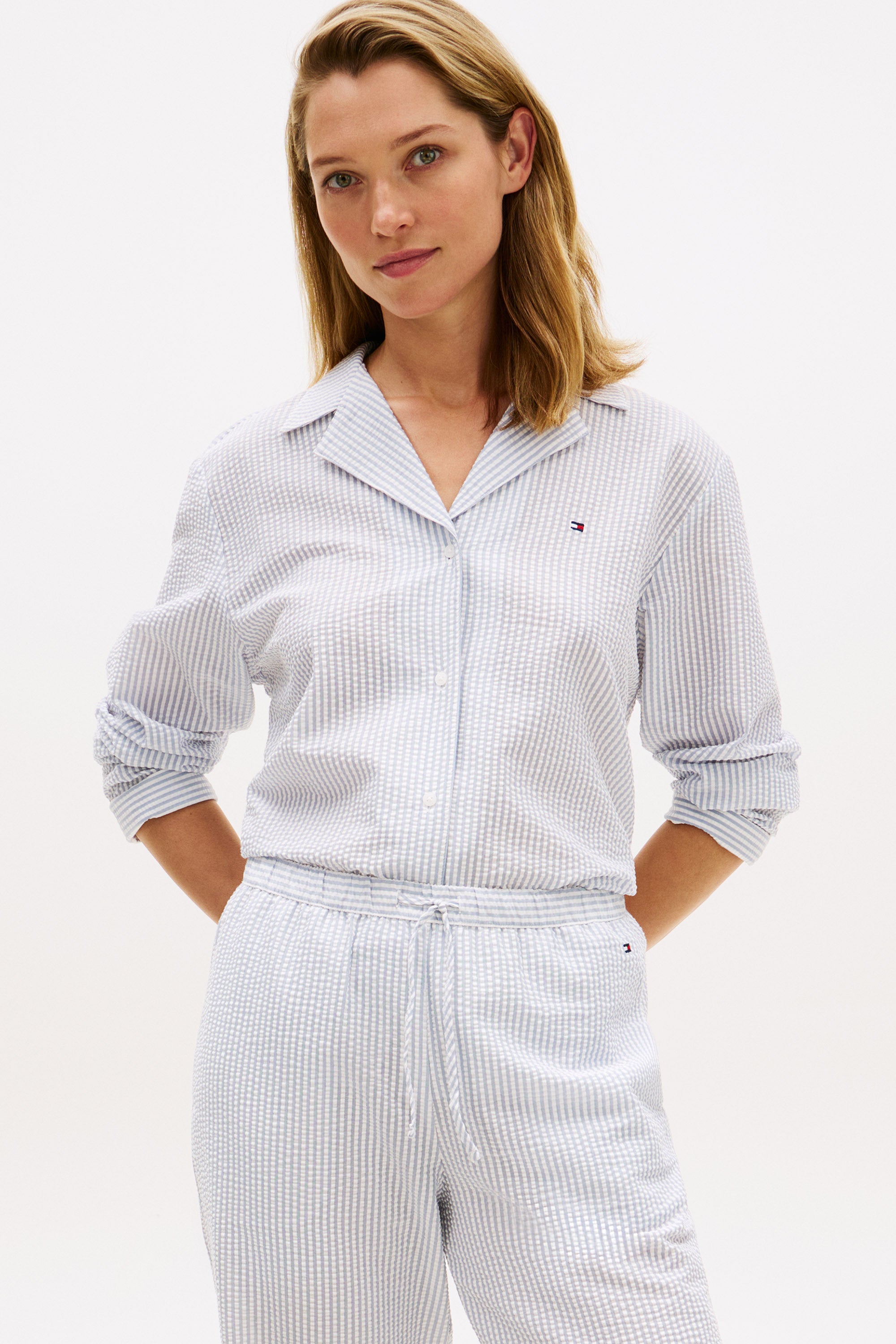 Hemd aus Seersucker - Ithaca Brisk Blue