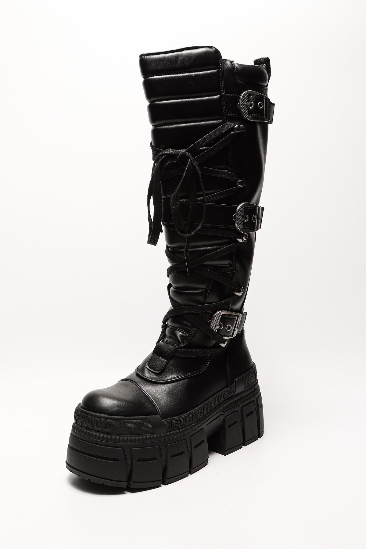 Stivali biker invernali con plateau Vegan Gospher - Black