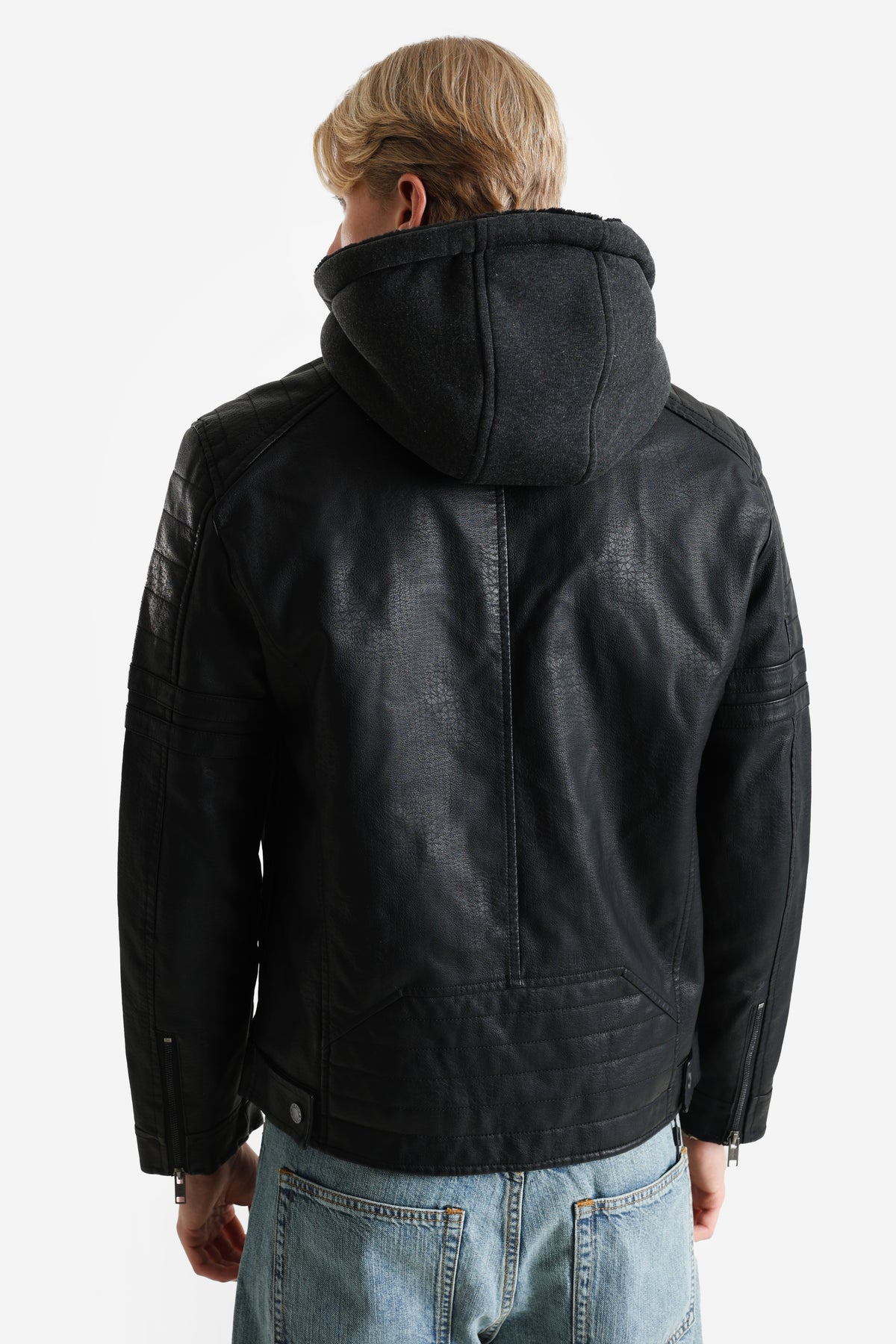 Veste en similicuir doublée - Black