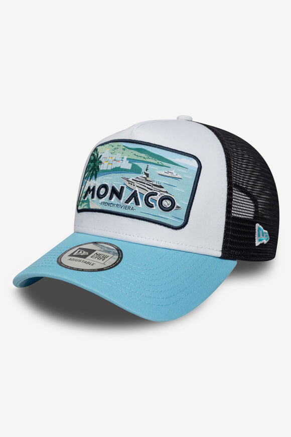 Monaco Trucker Cap / Snapback - White + Light Blue + Black