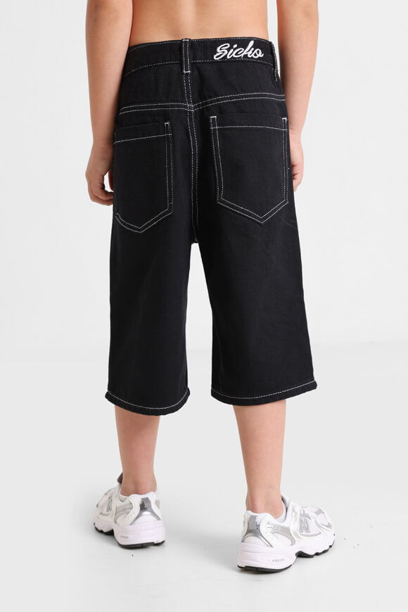 Short in denim a vestibilità baggy - Nero + Bianco