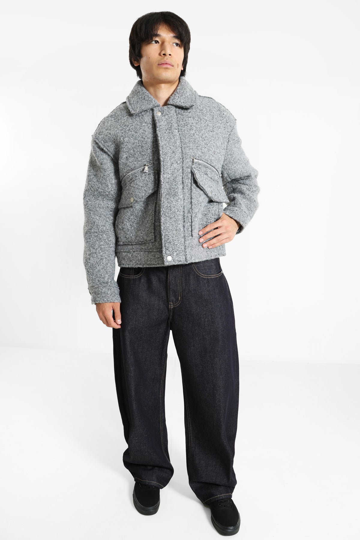 Veste en maille bouclée - Grey Heather